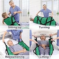 Vista 2 de Almohadilla de cama multiusos de 43 x 36 pulgadas con asas reforzadas, sábana para paciente reutilizable y lavable para girar, levantar y Verde