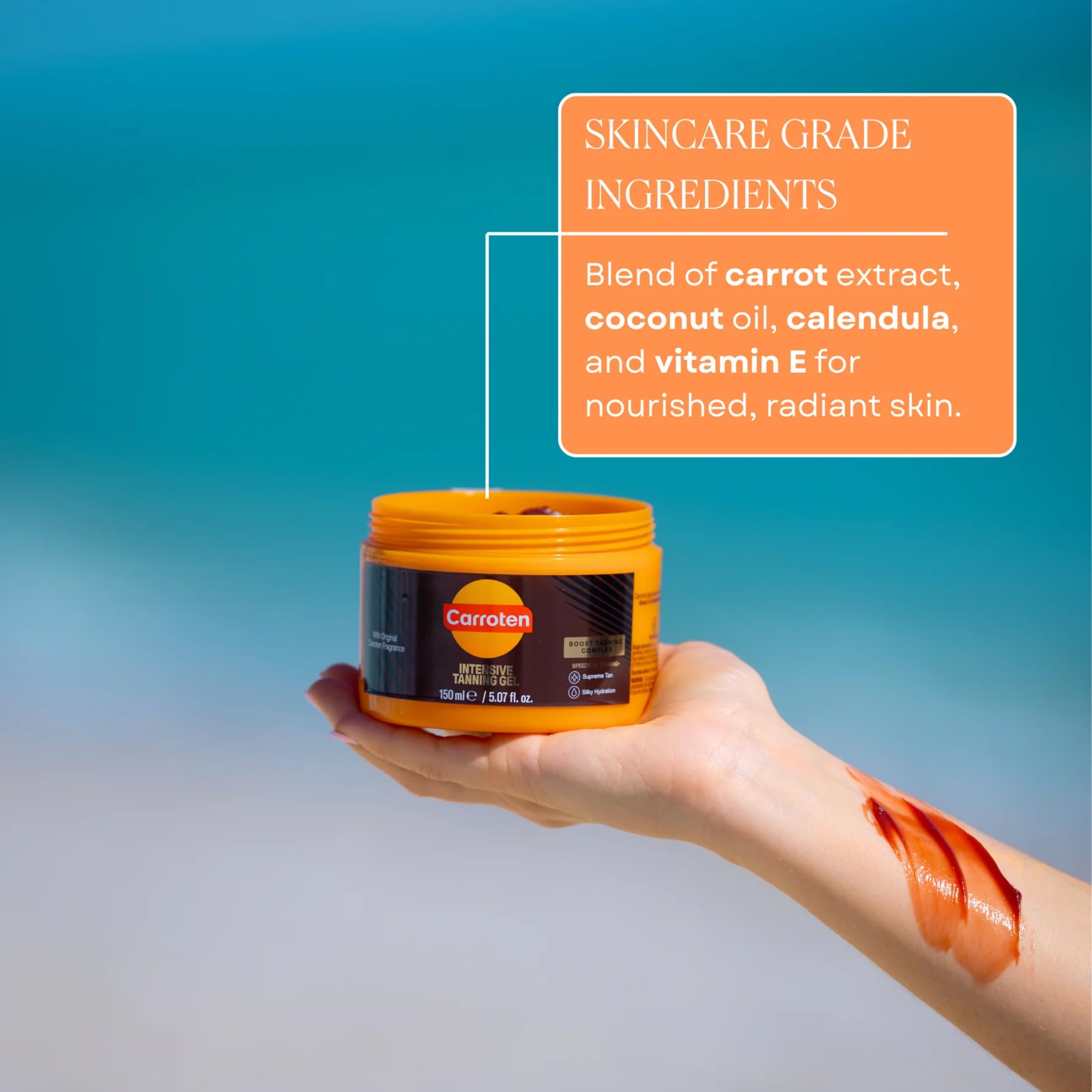 Carroten Intensive Tanning Gel 150 ml - Acceleratore di abbronzatura con olio di cocco e vitamine A ed E - Carotten gel abbronzante per un'abbronzatura veloce