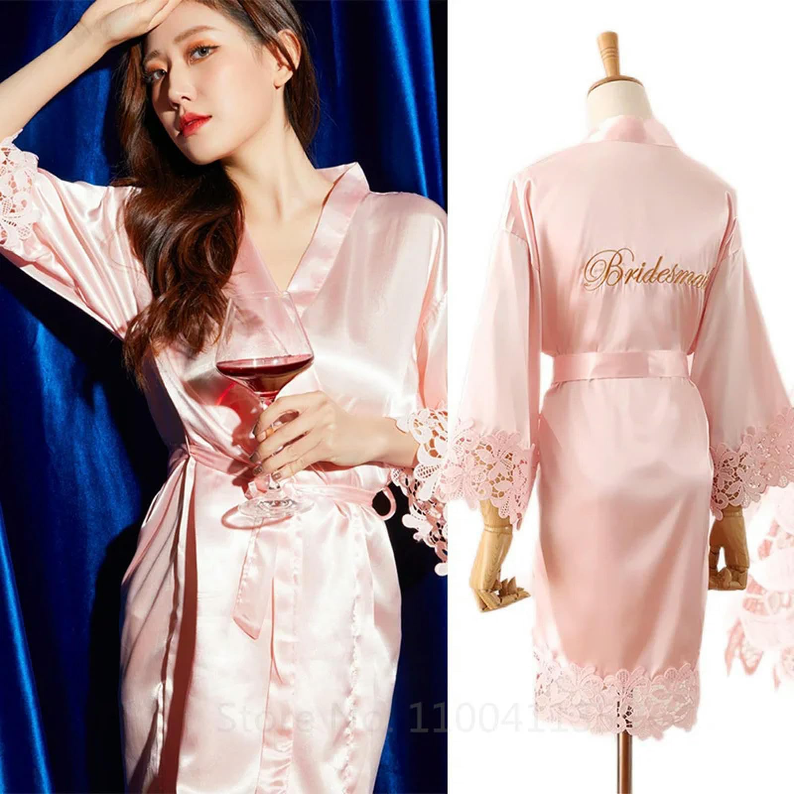 MdybF Robe de Chambre Summer Lace Sleepwear Bride & Bridemaid Wedding Robe Robe Robe Solie Back Kimono Bataille Femme Focus Night Robe Night