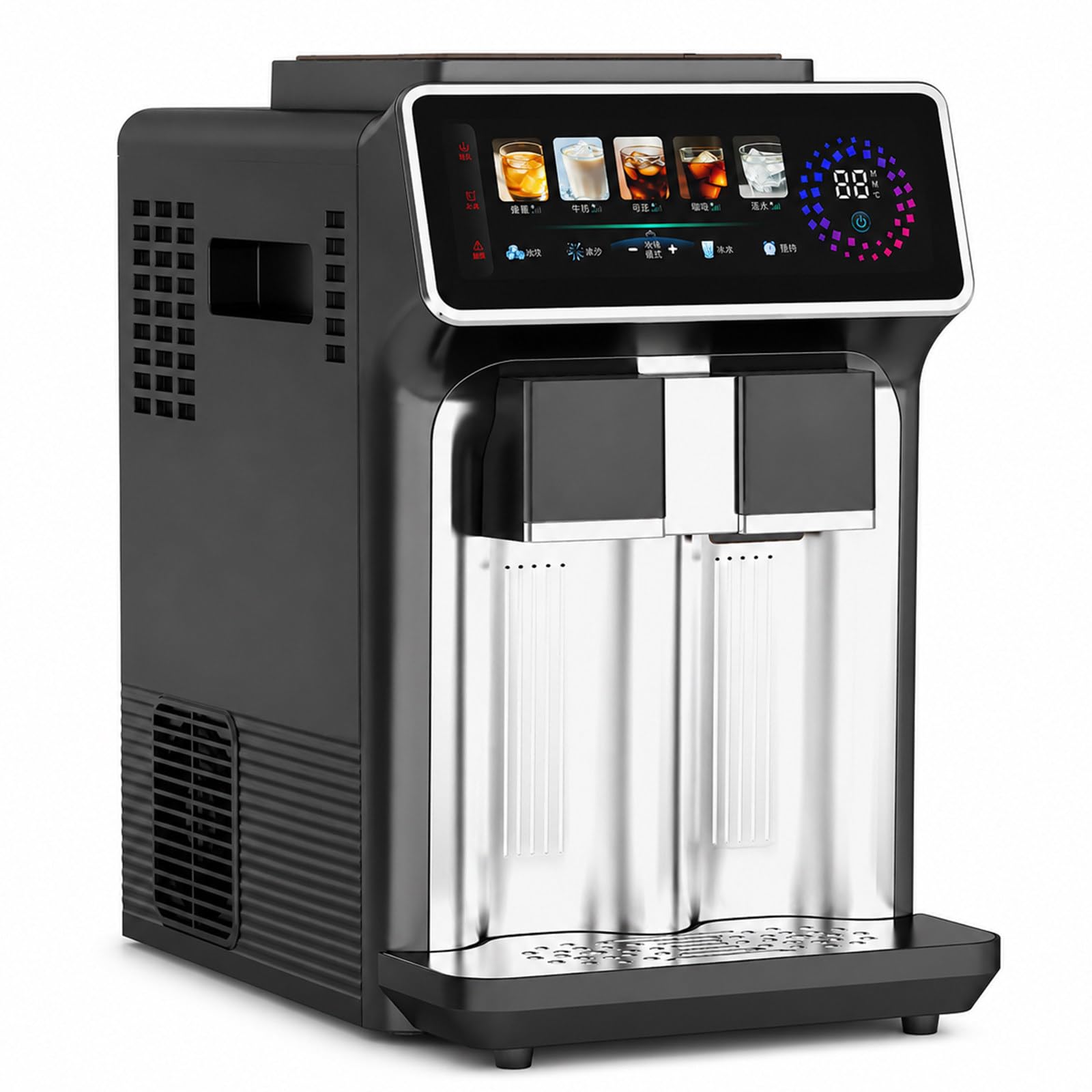 pealiritansemen 3-in-1 Ice Maker, Countertop Ice Cube Machine with Chilled Water and Icy Drink Dispensing, 5 Modes, Adjustable Ice Size, Suitable for Kitchen, Bar, Office, Gyms, Restaurants