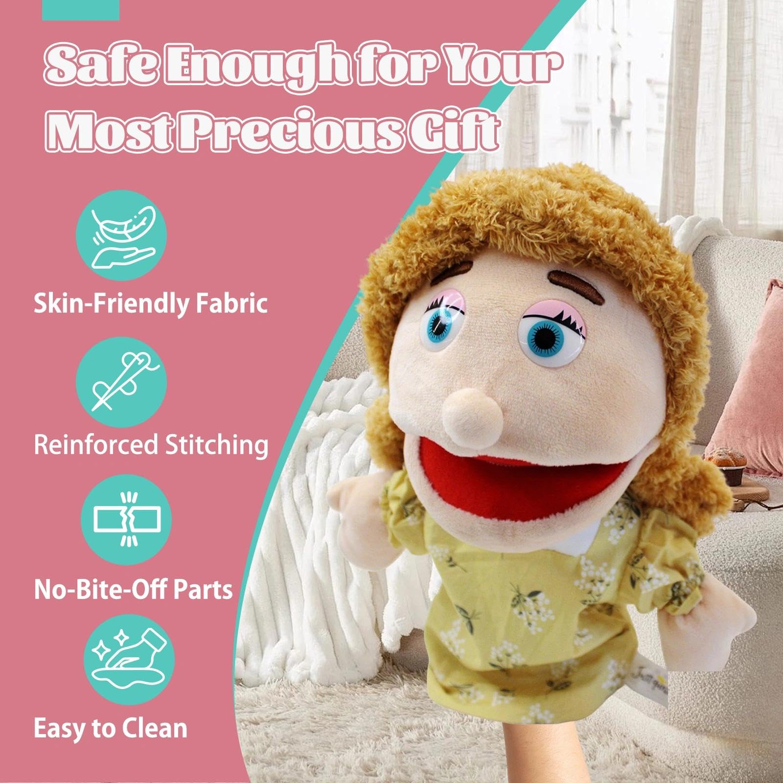 Marioneta De Mano De Peluche Abuelo – 30 Cm, Boca Y Brazos Móviles, Ideal Para Cuentacuentos Y Juegos Interactivos
