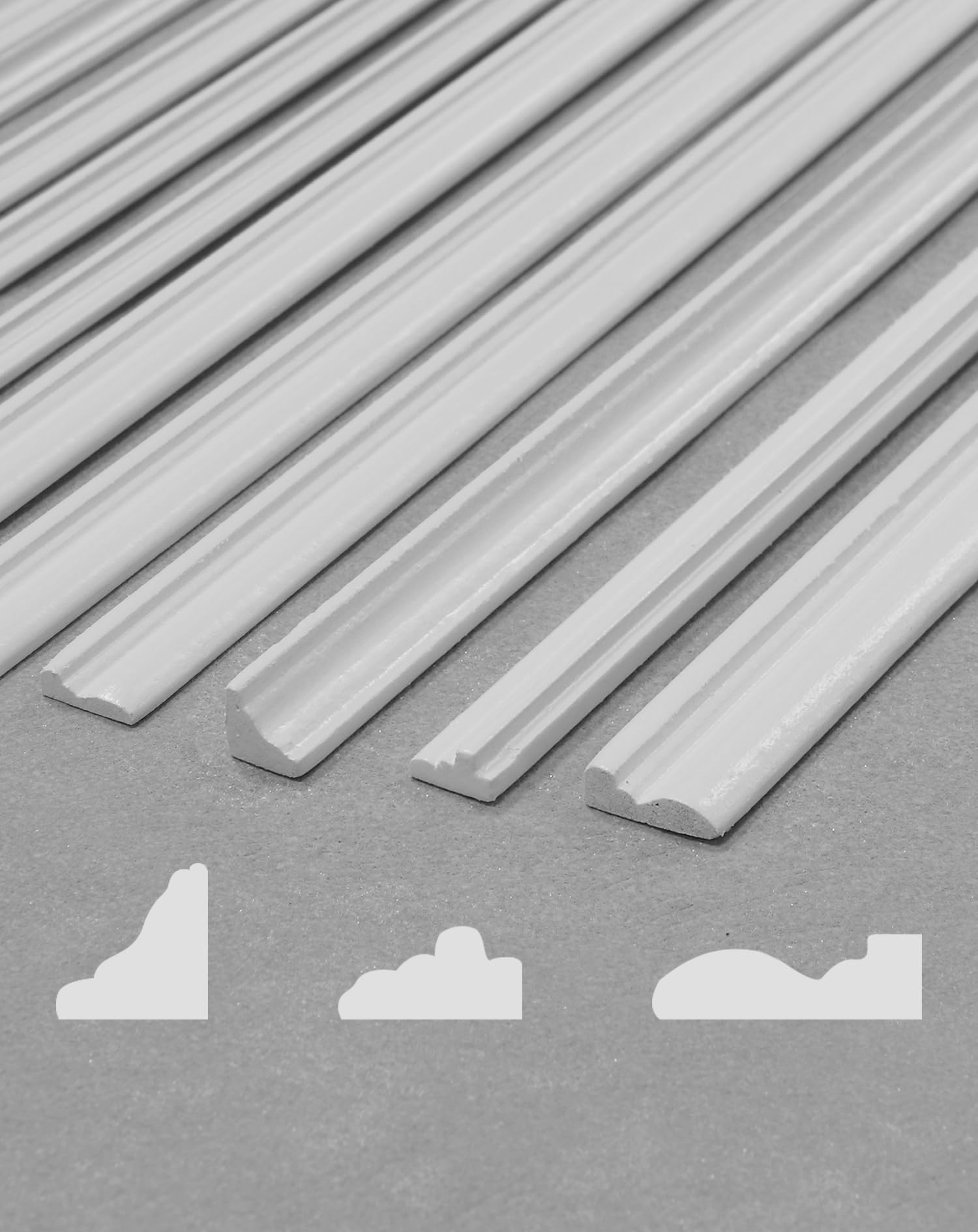 iLAND Miniature Dollhouse Accessories on 1:12 Scale 18pcs Wooden Dollhouse Trims & Skirting Board & Moulding Cornice 17” Long (Classic White)