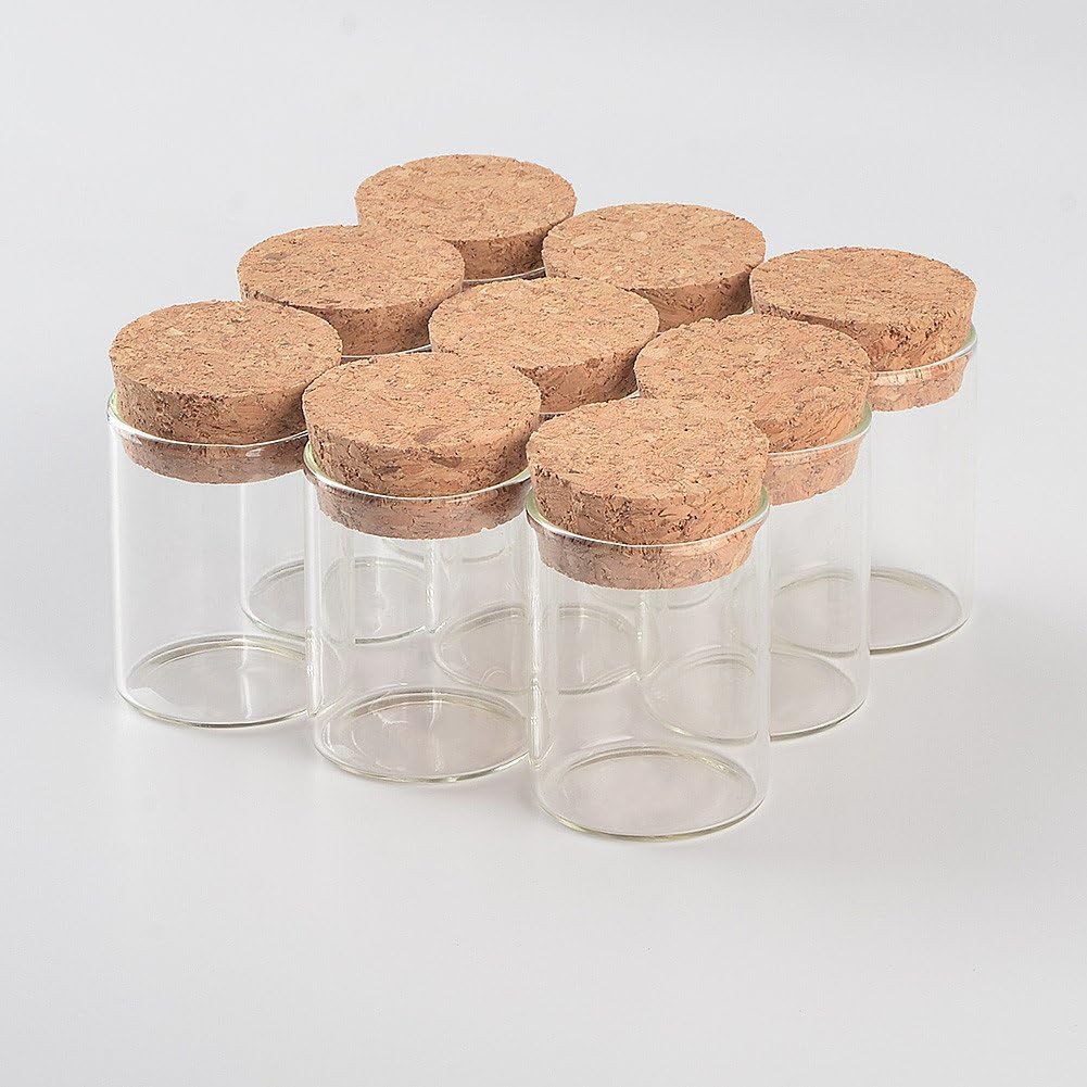 15ml Transparent Clear Glass Bottles Corks Cover Test Tube Jars Bottles for Sand Liquid Glycyrrhiza Food Grade Safety Bottles 50pcs (50, 15ml-30x40mm)