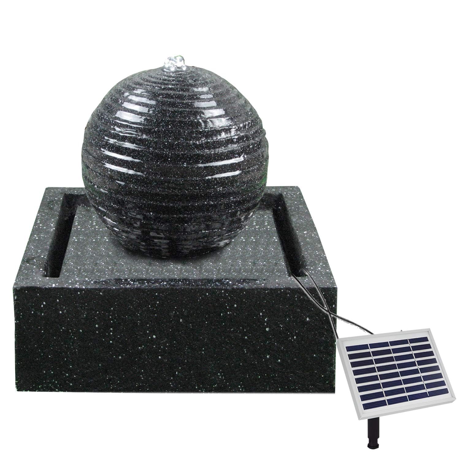 Fontaine de Jardin, Fontaine Solaire, Bain d'oiseaux, Cascade, décoration de Jardin avec Pompe, Jeu d'eau pour Jardin, terrasse, Balcon, très décoratif, lumière de Jardin LED (Modern-2)