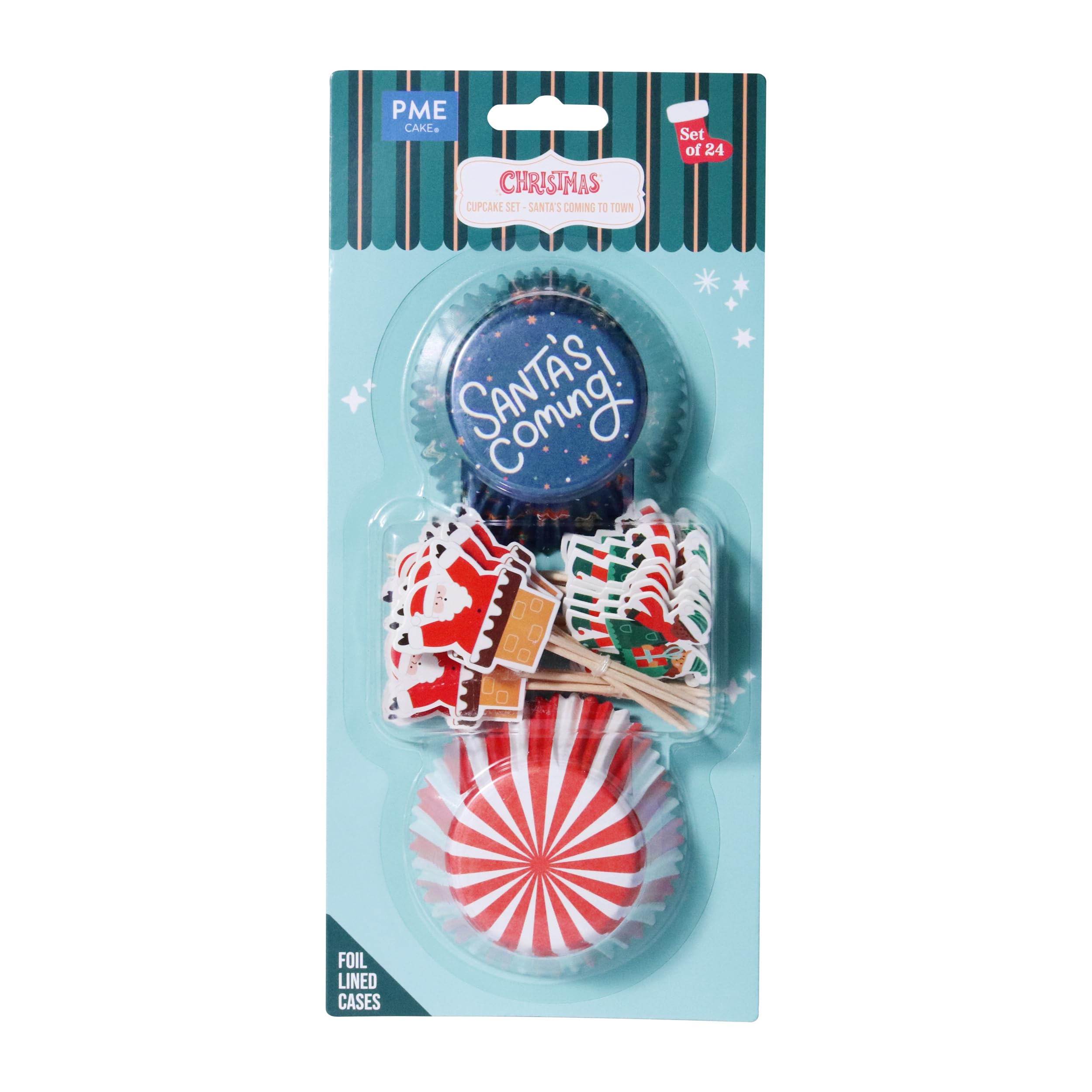 PME Christmas Cupcake & Topper Set of 24 - Santa's Coming to Town