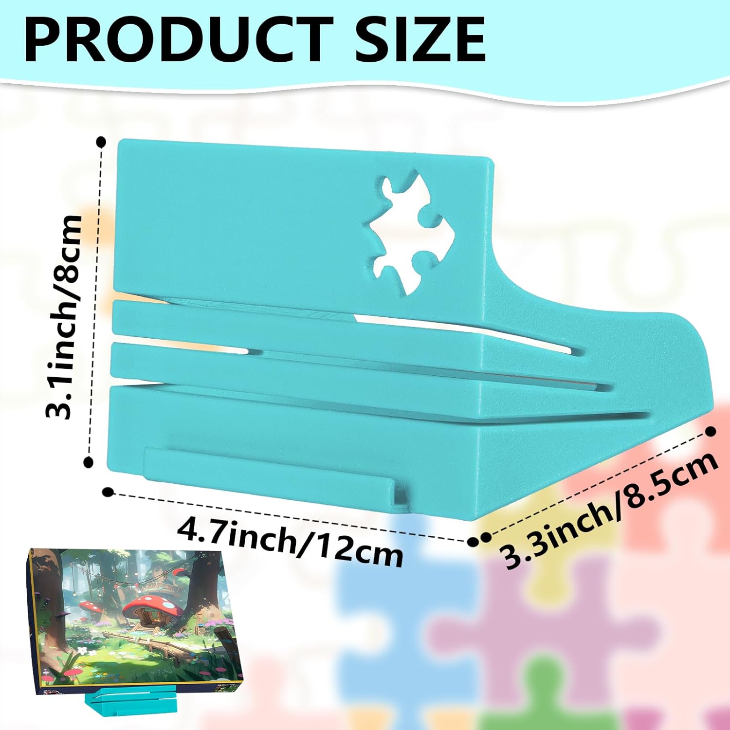 Jigsaw Puzzle Box Stand – Adjustable 3 Angle Puzzle Lid Holder, Puzzle Poster Holder Accessory Gift, Sturdy & Stable, Wide Stable Base (Blue)