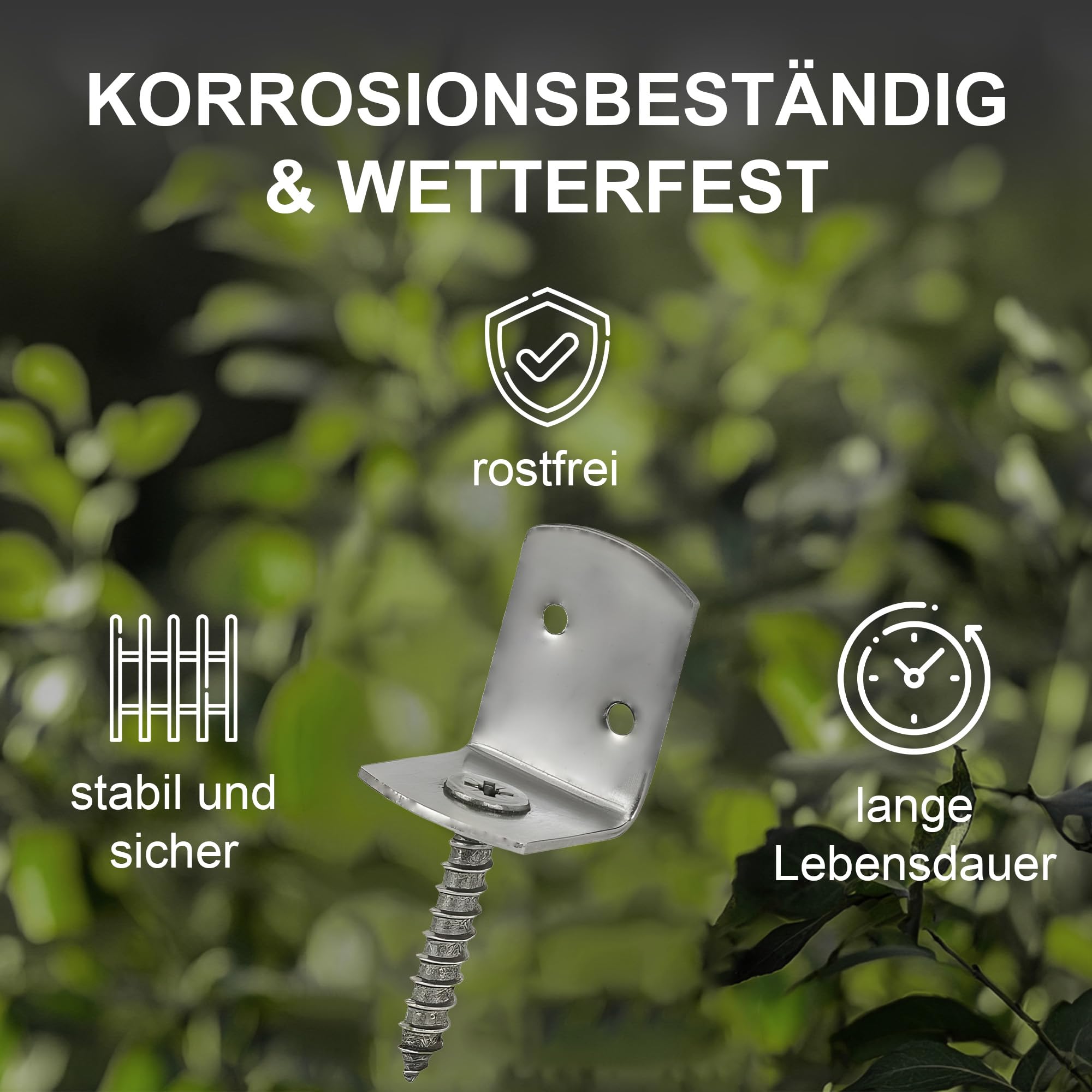 h2i Flechtzaunhalter | Edelstahl | 72 Stück | Flechtzaunbeschlag in L-Form aus Metall | langlebige rostfreie wetterfeste Zaunbefestigung für sicheren robusten und stabilen Stand
