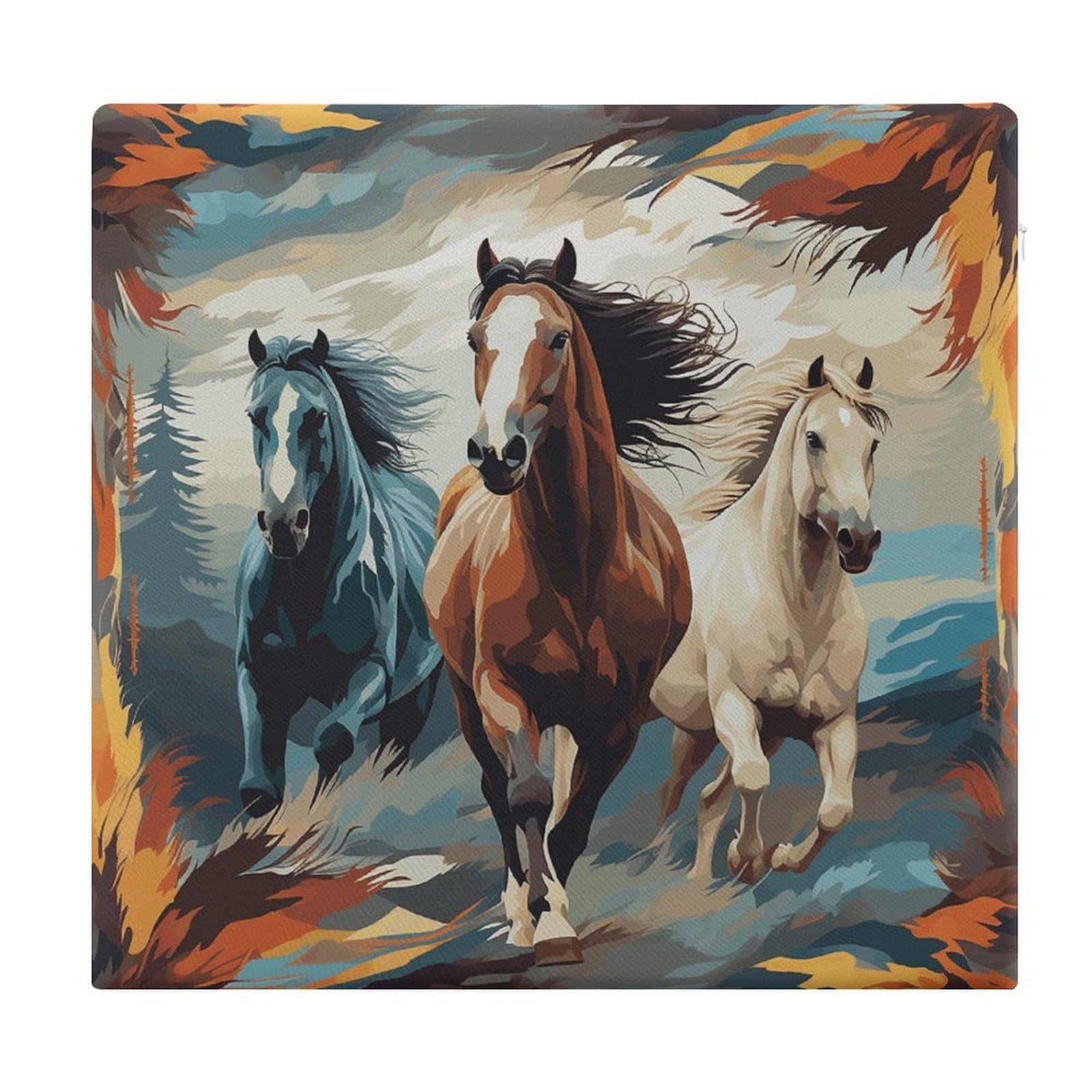 FekiLoot - Square Seat Cushion with Pattern A with Horses as Background, Square Seat Cushion Outdoor Memory Foam, Non Slip Comfort Pillow for Meditation, Floor for