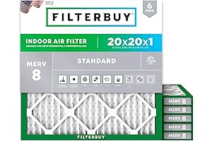 Filterbuy 20x20x1 Air Filter MERV 8: Enhanced Filtration, Value Pack