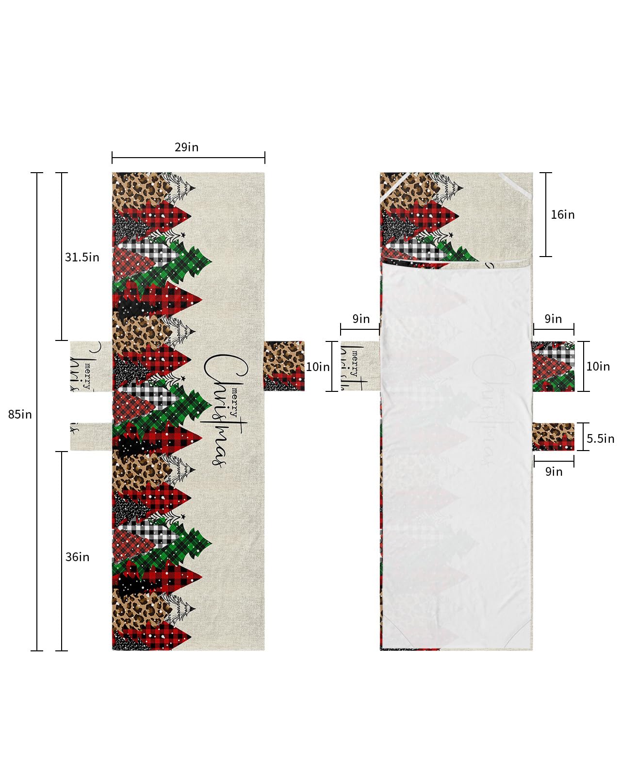 Christmas Tree, Beach Lounge Chair Towel Cover, Soft Chaise Lounge Towel with Side Pockets Patio Pool Chairs Cover for Beach/Pool Sunbathing 29x85 Farmhouse Buffalo Plaid Winter Snowflake