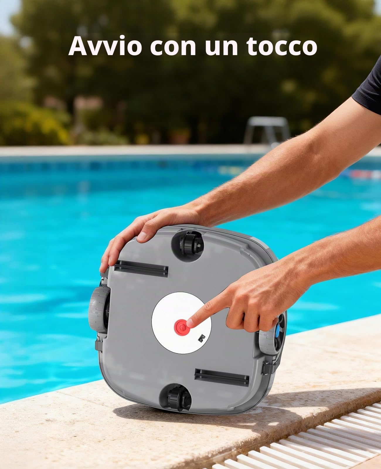 WINNY POOL CLEANER Robot Piscina Senza Fili,Robot Pulitore Piscina,Autonomia 100 Min,Parcheggio Automatico,Filtrazione da 180 µm Aspiratore Piscina,per Piscine Fuori Terra 80 m²-Grigio Scuro