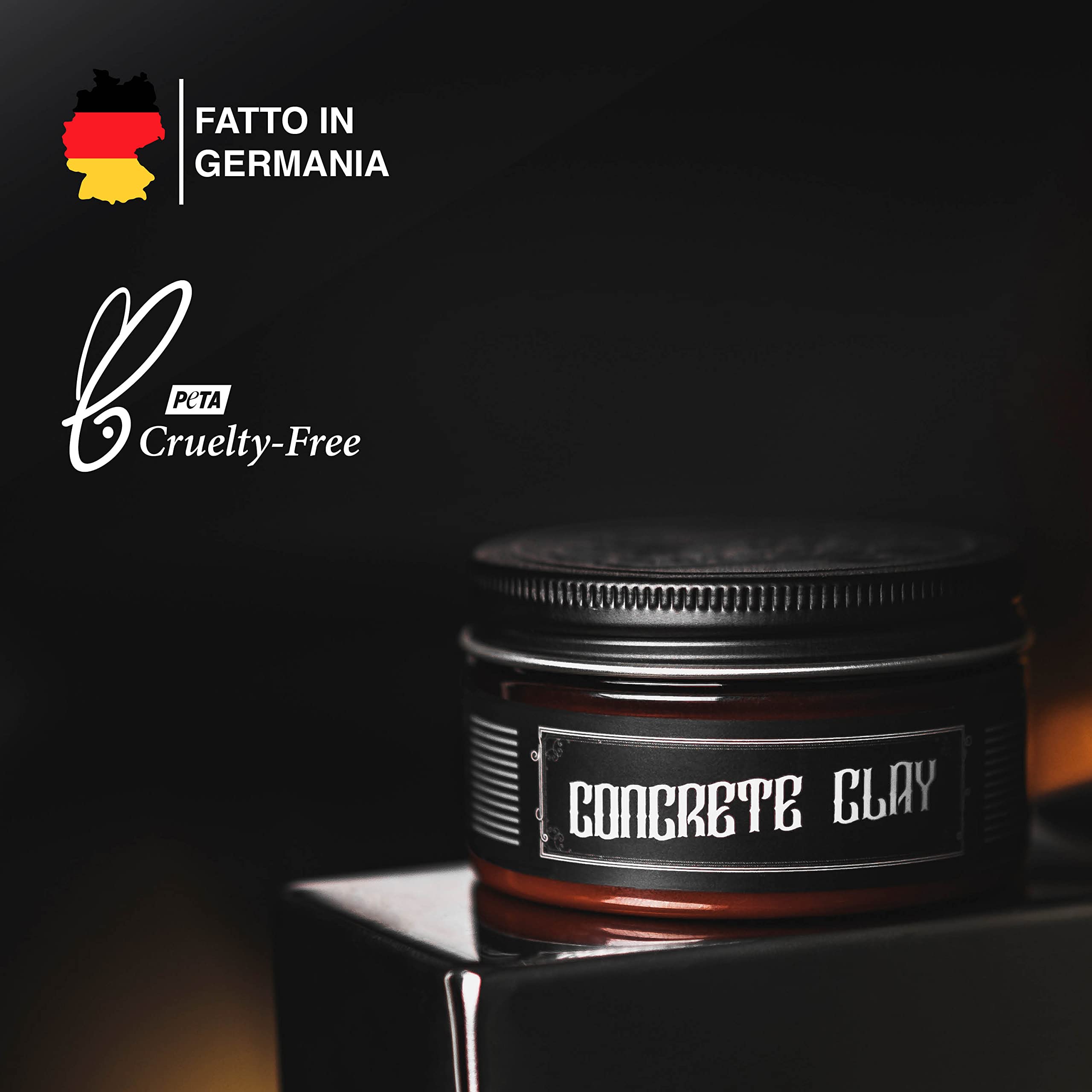 Charlemagne Concrete Clay - Cera per capelli uomo - Pomata Tenuta super forte - Look opaco - 100ml - Qualità professionale da barbiere -