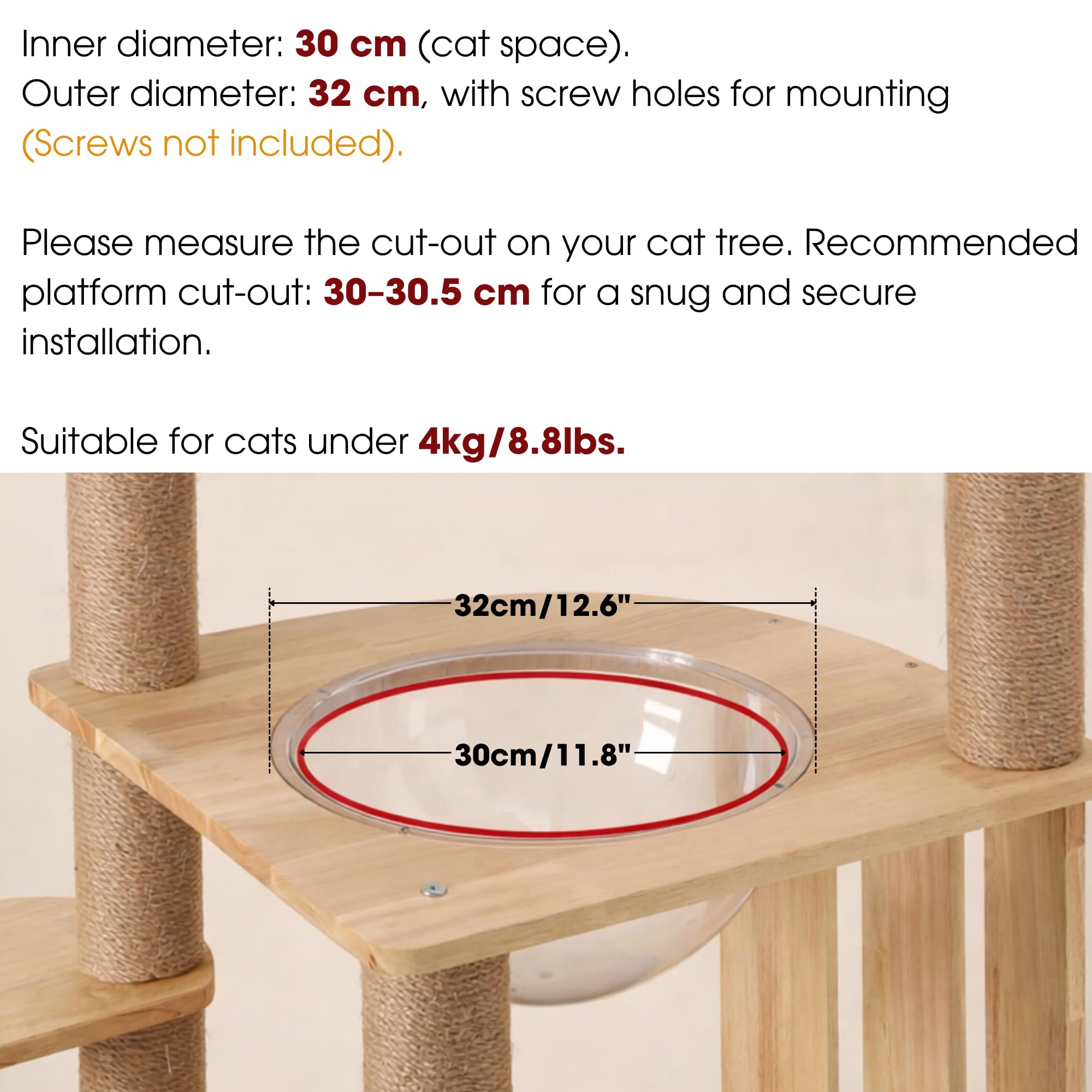 2pcs Space Clear Capsule Transparent Nest Replacement Cat Furniture Dome Cover Small Pets Bed Acrylic Bowl Window Perch Tree Tower Accessories 11 8in