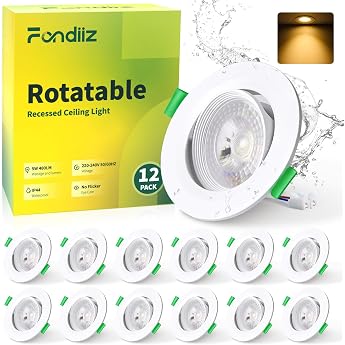 Fondiiz LED Recessed Spotlight Swivelling 12 x 5 W Warm White 70-80 mm Hole Size [Energy Class E]