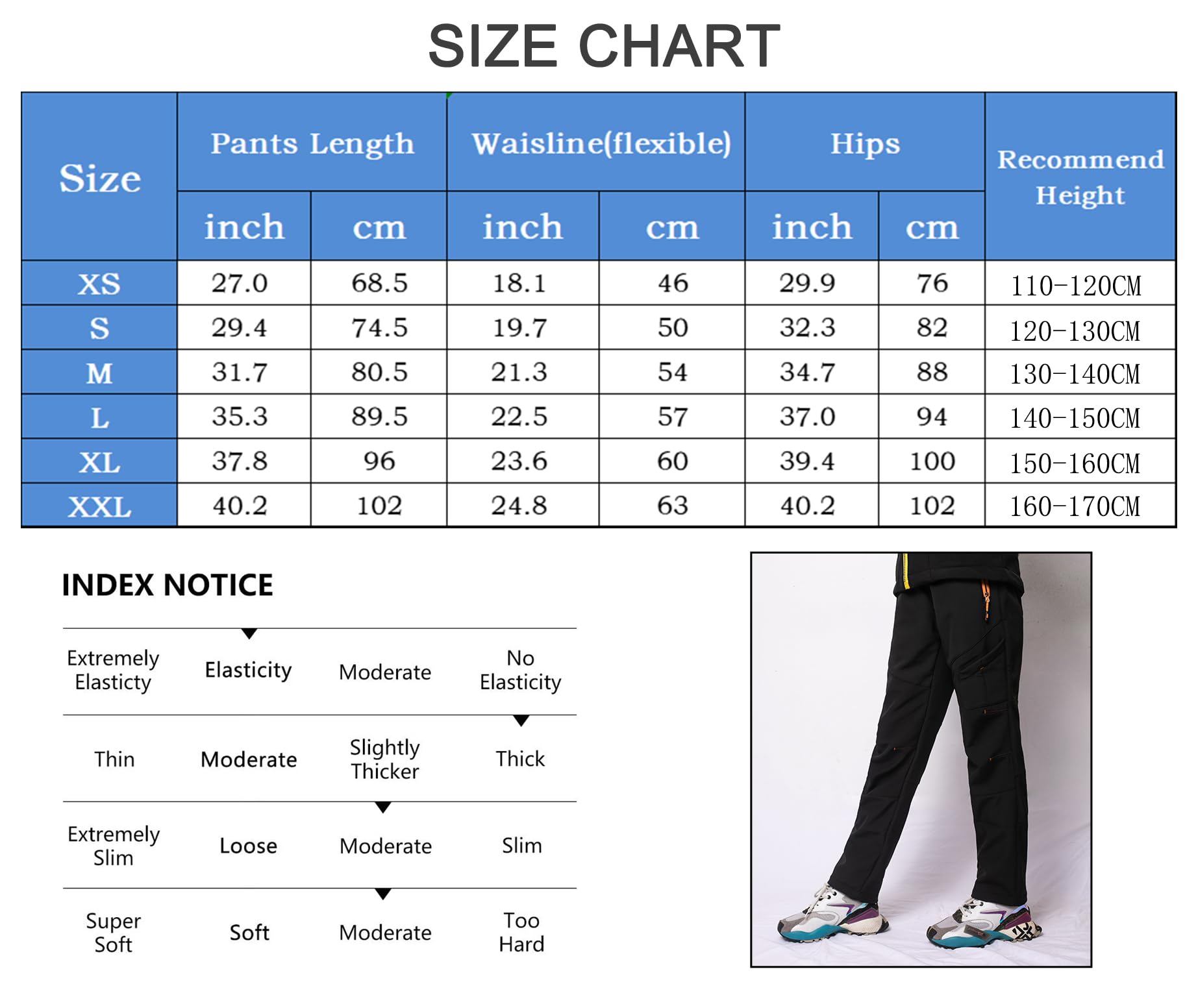 Pantalon Softshell Garçon Fille Pantalon de Ski Imperméable pour Enfant Pantalon Randonnée Thermique Coupe-Vent 6-16 Ans