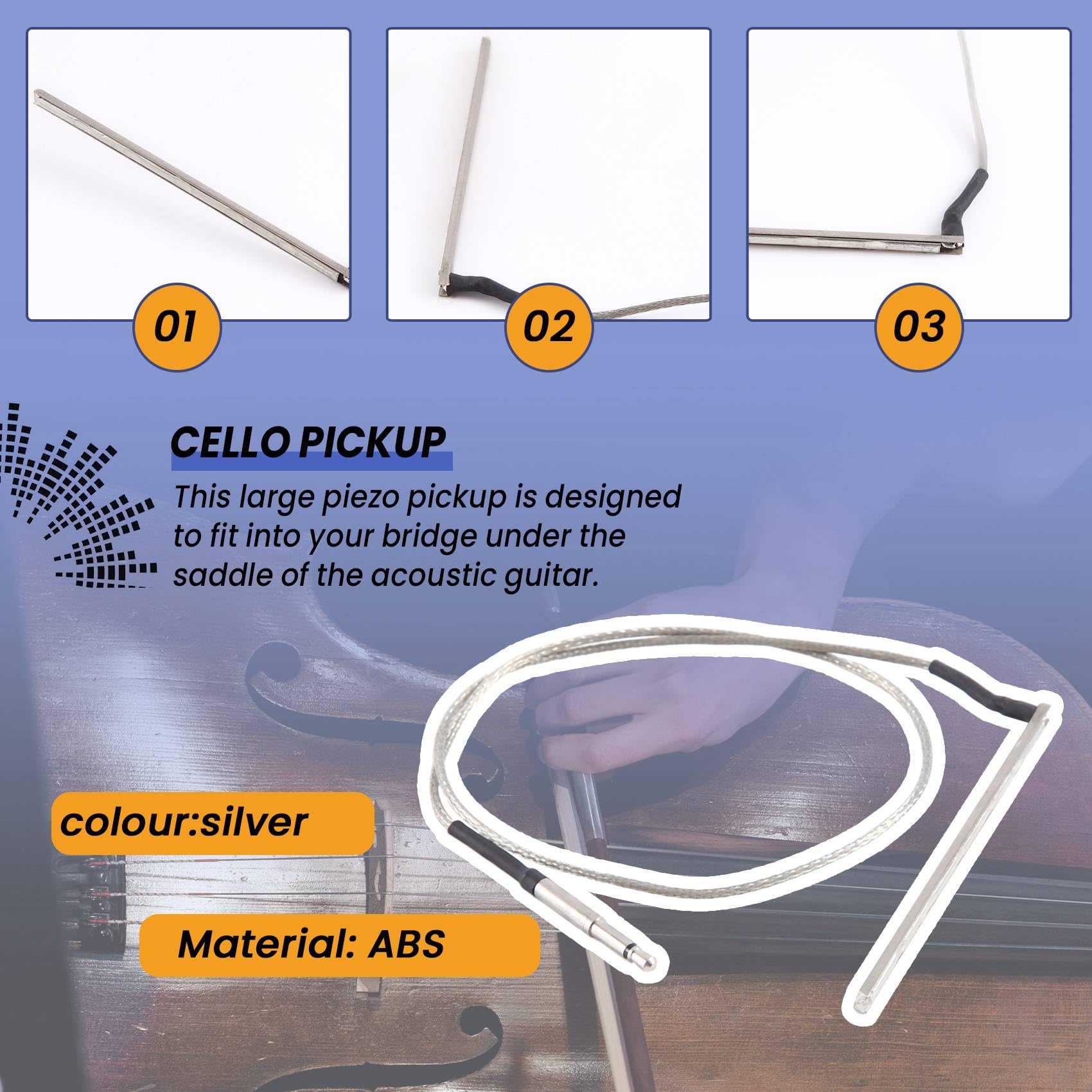 Kqcibz 6 String High Sensitive Acoustic Guitar Bridge Saddle Rod Piezo Metal Rod Folk Guitar Pickup Stick Guitar Accessories, 439642