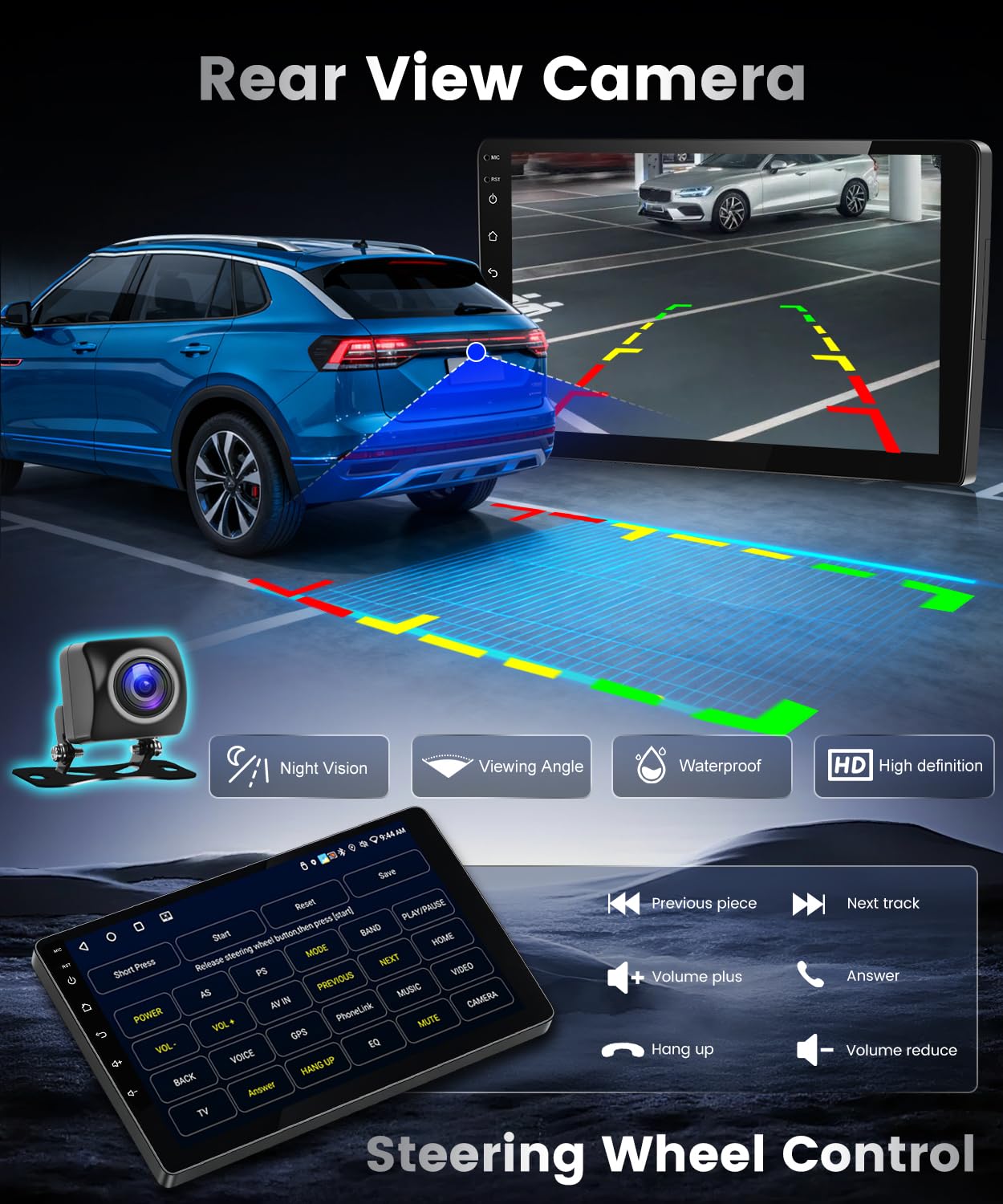 NHOPEEW Autoradio Android 2+64G per Ford Fiesta 2009-2017 con supporto per CarPlay wireless e Android Auto FM RDS navigazione GPS comandi al volante 40 temi dell'interfaccia utente e video online