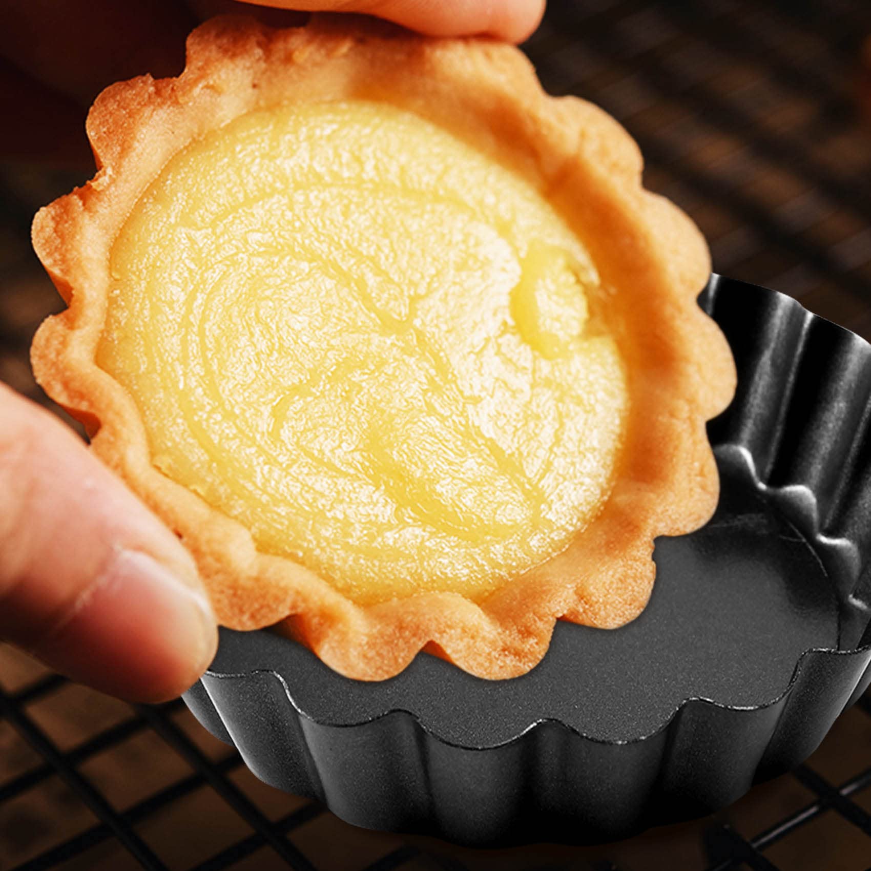 Lot de 8 moules à quiche antiadhésifs (ronds et rectangulaires) avec fond amovible cannelé pour tarte aux fruits et biscuits