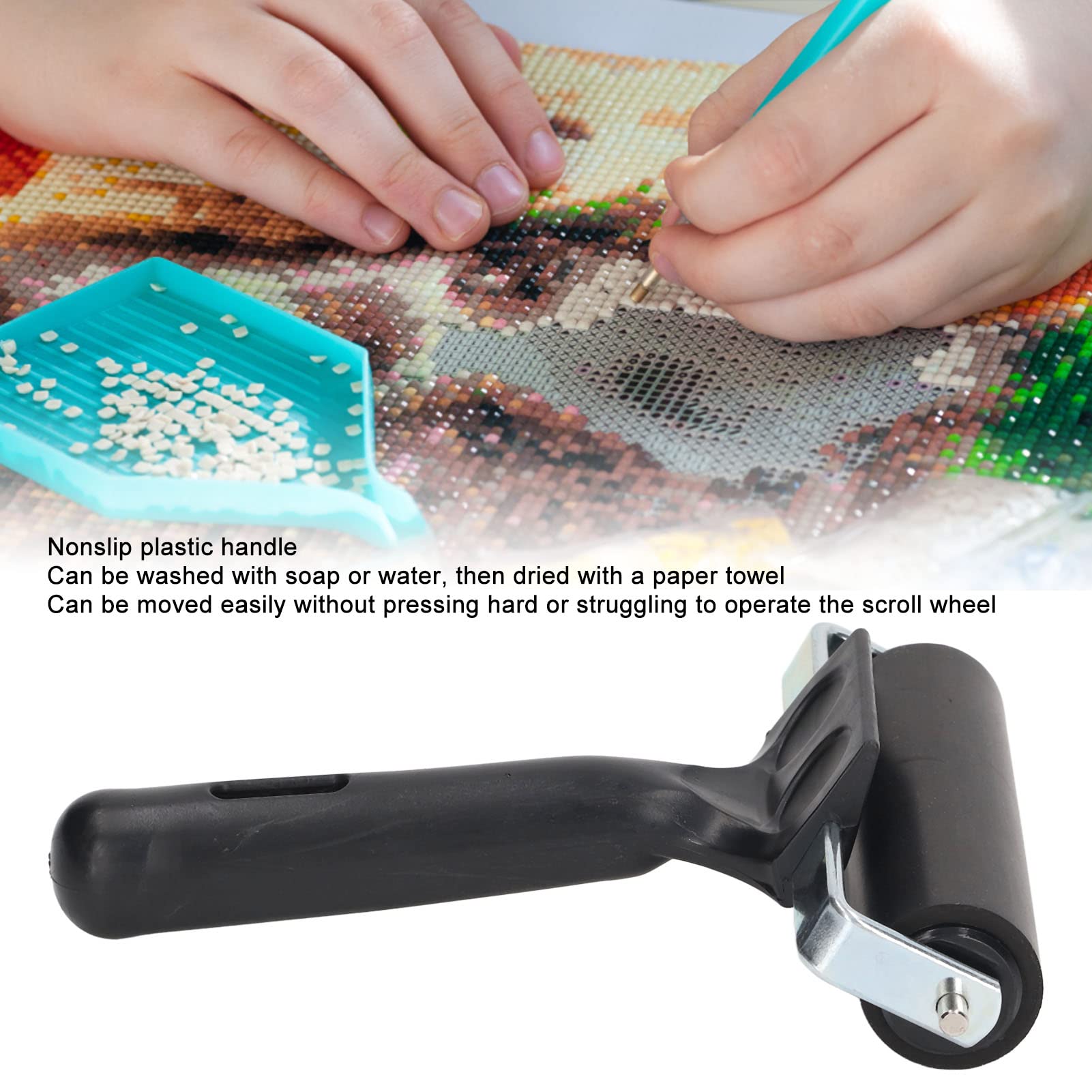 Brayer Rollers for Crafting,10cm Brayer Roller for Printmaking,Rhinestones Painting Roller Covering Power Brayer Roller with Nonslip Handle for Printing