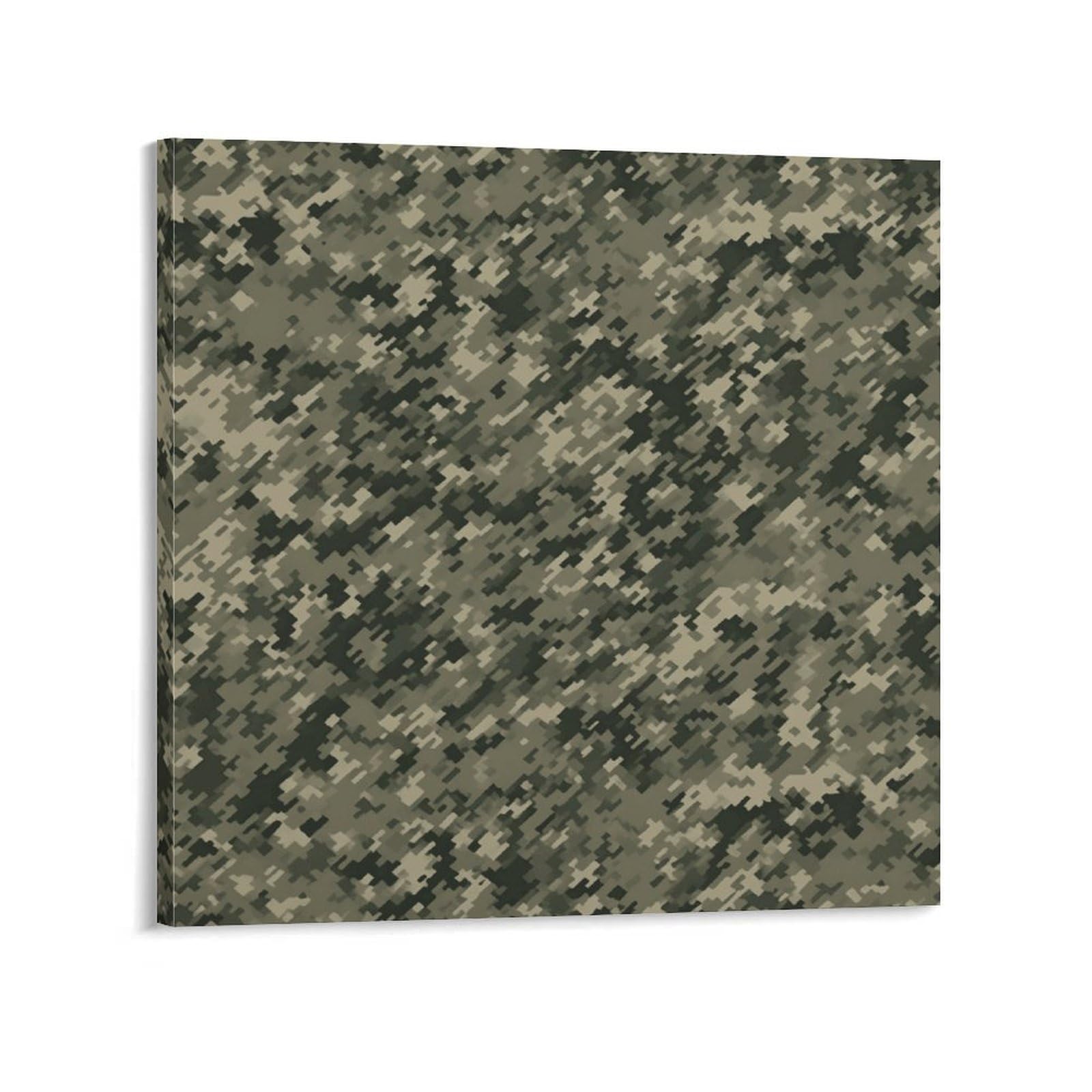 KLOPH Military Woods Camouflage Canvas Wall Art for Living Room 08x8inch Modern Artwork Painting for Bathroom Hanging Canvas Prints Aesthetic Wallart for Bedroom Kitchen Office Wall Decor