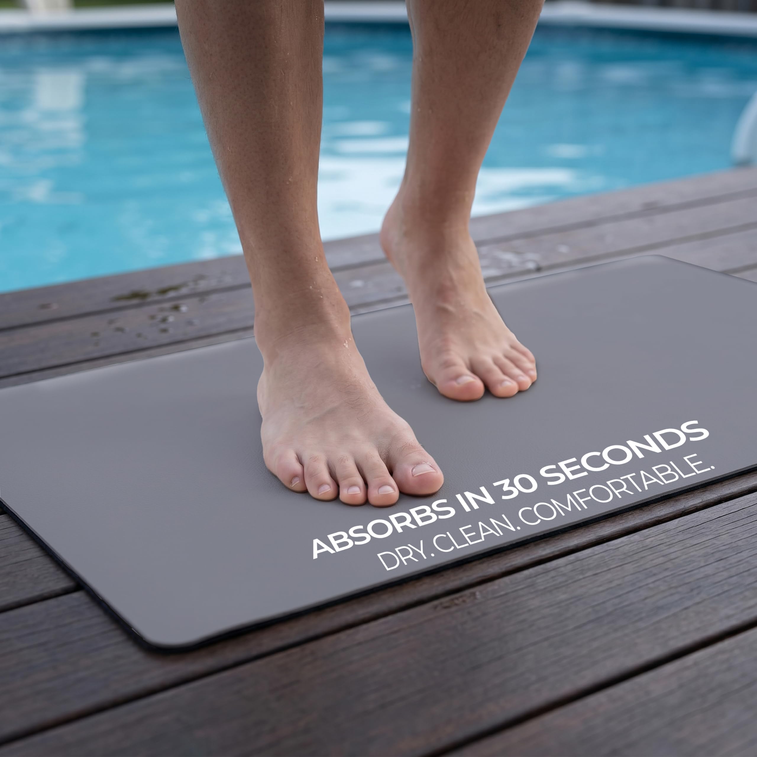 Homergy Bath Mat for Bathroom Non Slip Quick Dry 16x24 in Grey