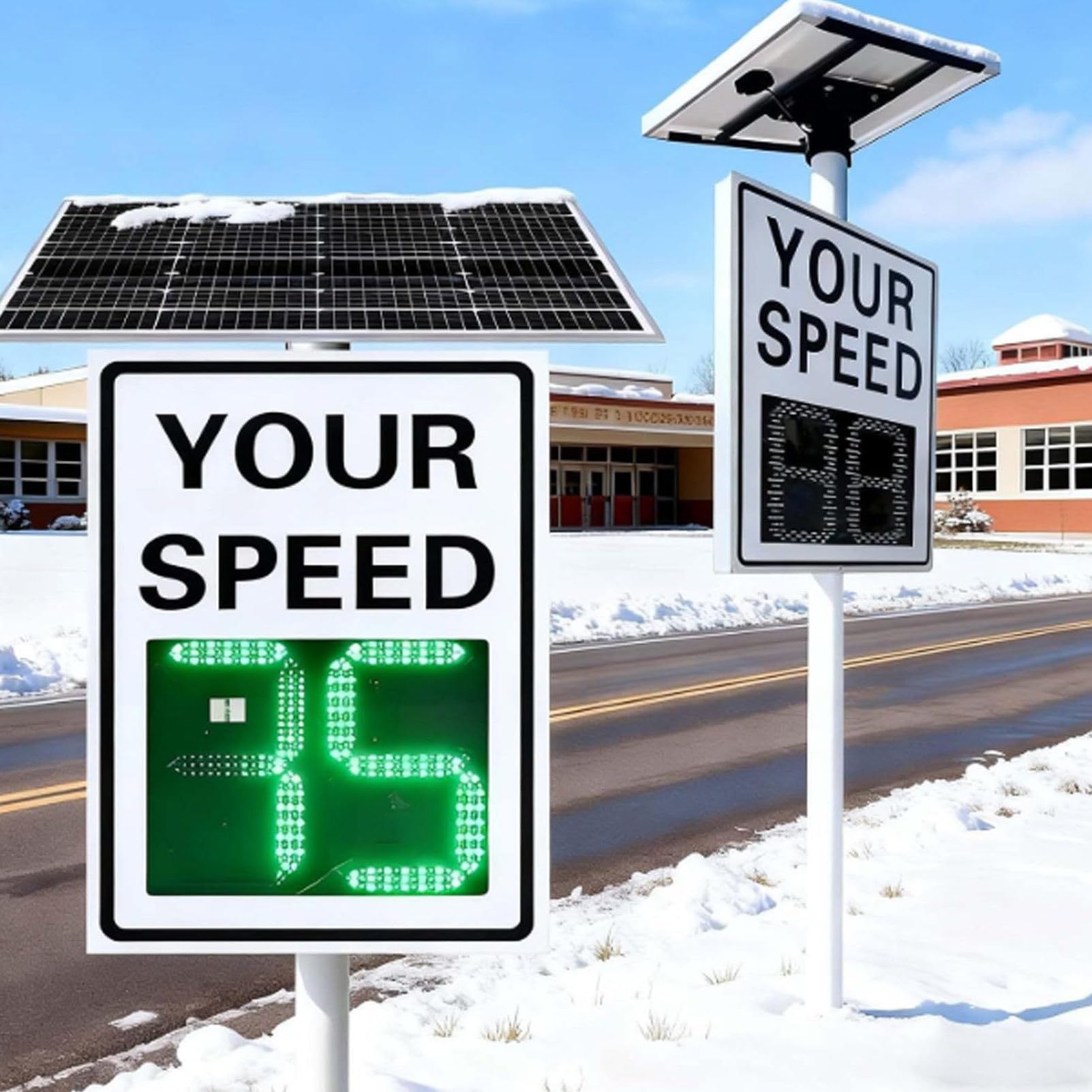 Señal de retroalimentación de límite de velocidad de radar con energía solar, pantalla LED de velocidad, señal de advertencia de carretera con límite de velocidad ajustable