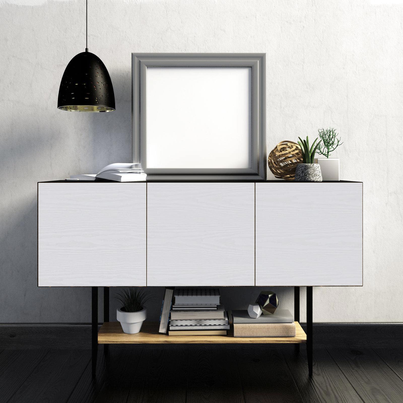 Hode Vinilo Adhesivo Muebles Madera Blanco, Decorativo Papel Adhesivo para Muebles Blanco Mate Efecto, Impermeable Vinilo Autoadhesivo Pared Cocina, Encimera, Puertas, Mesa(30X200cm)