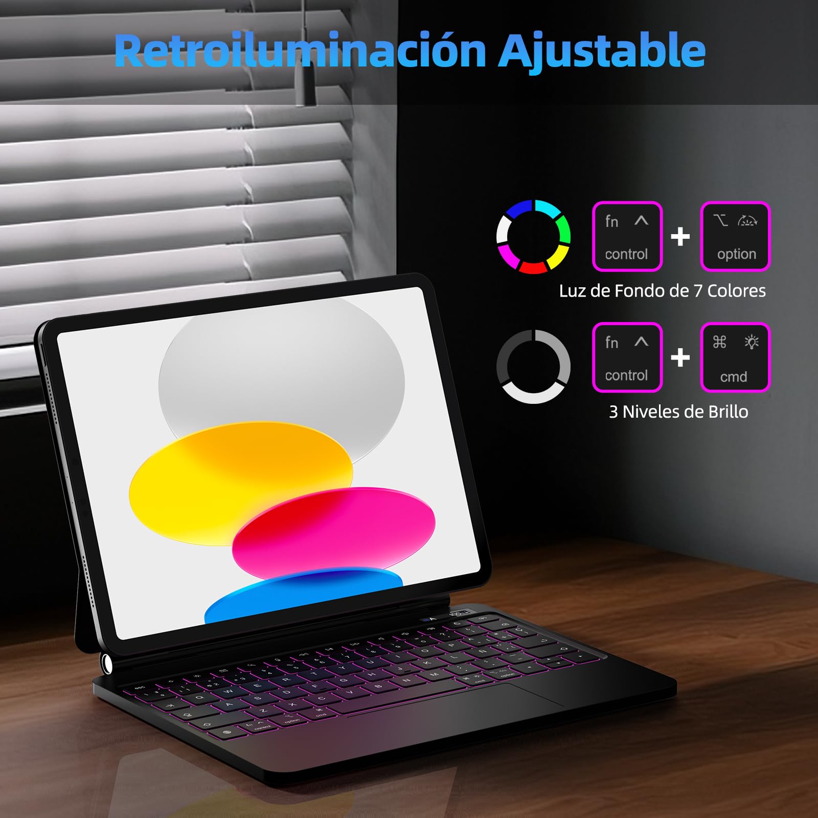 Bettdow Teclado para iPad 10 Generación 10,9" 2022/11 Generación A16 11" 2025, Español Ñ Diseño Magnético Flotante Teclado con Trackpad y Retroiluminado, Negro