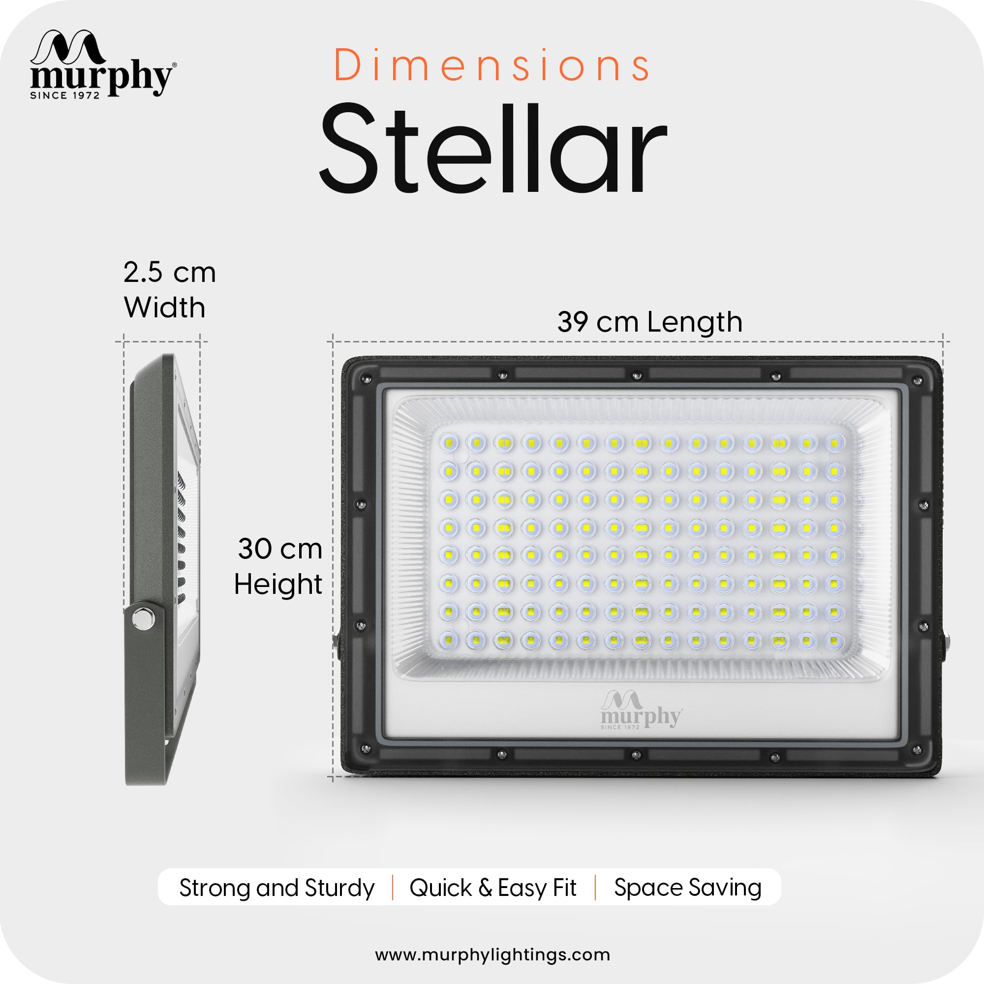 Murphy Stellar 200W LED Flood Light With Auto Day-Night Sensor | Ultra-Bright 6500K Cool White | IP66 Waterproof & Surge Protected | High Lumen Outdoor Security Light For Factory, (Pack of 1),Gu24 3