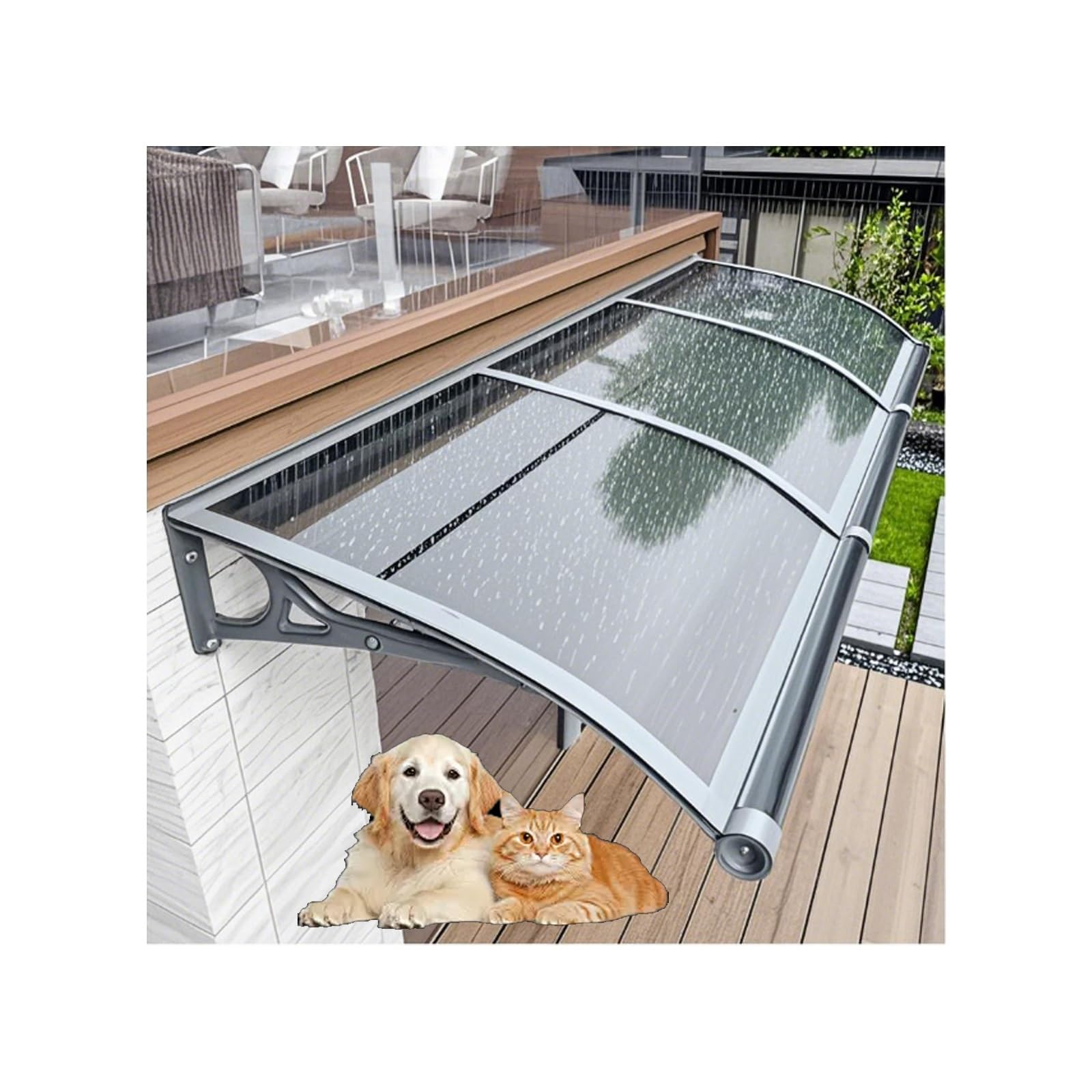 Toldo de puerta silenciosa con canalón grande contra lluvia y rayos UV