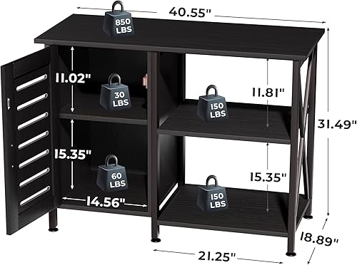 Miniatura 7 de Soporte para tanque de peces de 40-50 galones, soporte de acuario con almacenamiento de accesorios de gabinete, marco de metal resistente, mesa de