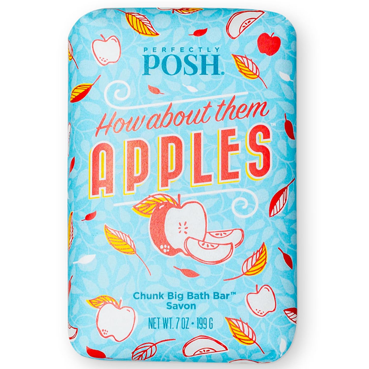 Perfectly Posh - How About Them Apples Big Bath Bar - Nourishing Soap with Cinnamon & Apple Fragrance - for Energizing Bath Time - 7oz