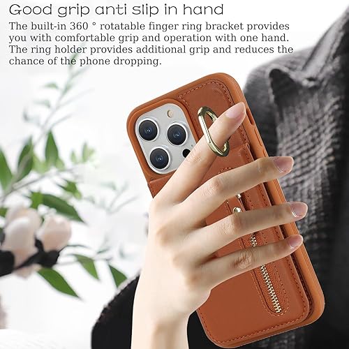 Miniatura 4 de Funda para iPhone 13 Pro Max con tarjetero para mujer, iPhone 13 Pro Max, funda para teléfono con tarjeta de crédito con anillo, cierre de soporte,