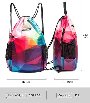 TRAILKICKER Drawstring Backpack for Basketball, Football, Volleyball, Gym, Sports, Drawstring Bag, Waterproof, for Men and Women, with Smooth Zipper and Two