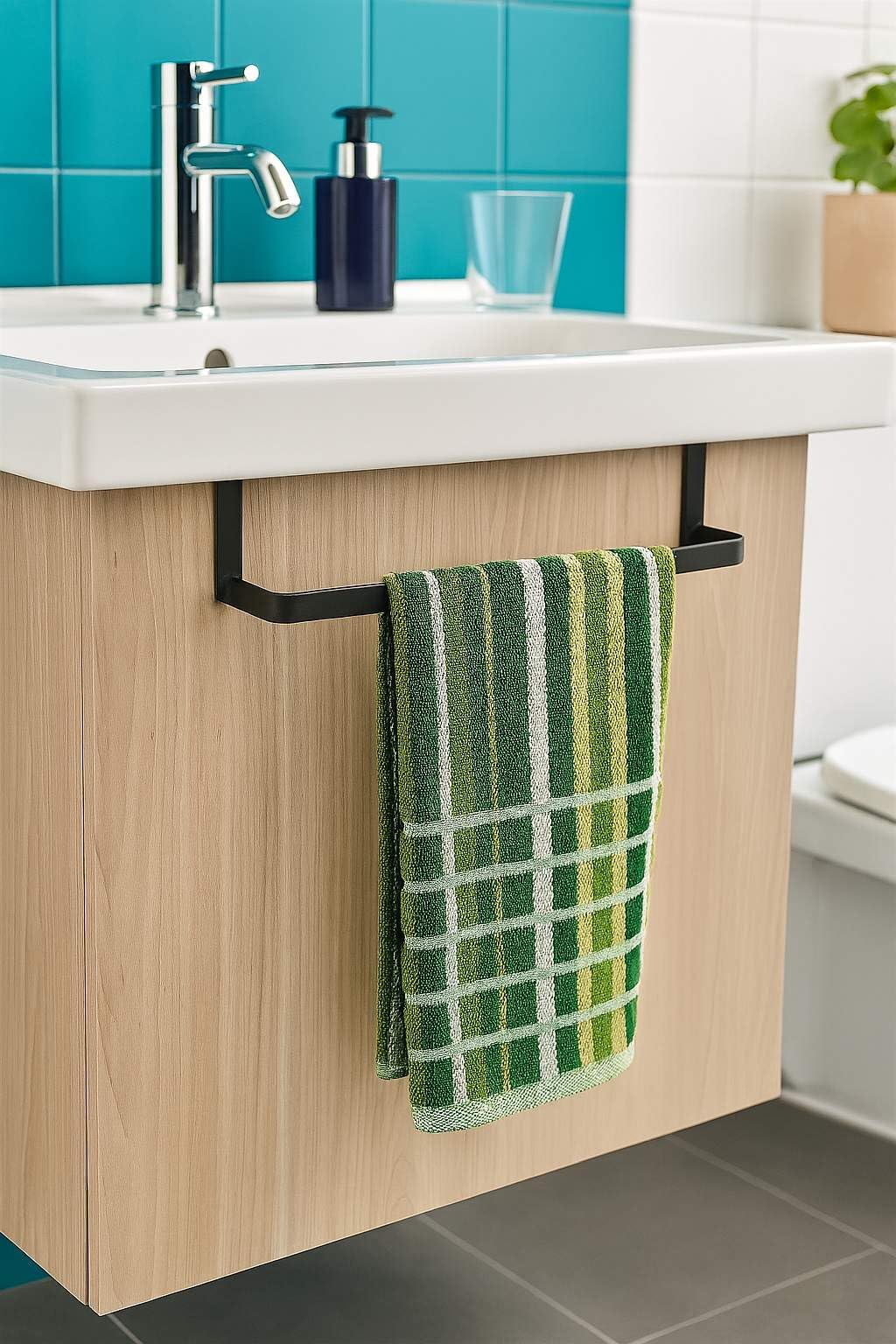 Kibath Toallero 29 cm sin taladros Acabado Negro Mate Fabricado en Acero Inoxidable