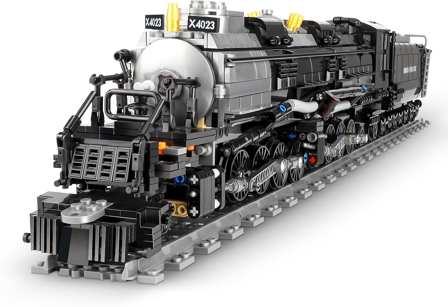 Technik Big Boy Zug Eisenbahn Bausteine,Modell, 1608 Klemmbausteine Dampflokomotive Modell Bauset,City Güterzug mit Schiene Bausatz Display Bausatz zum Verschenken, Kompatibel mit Großen Marken
