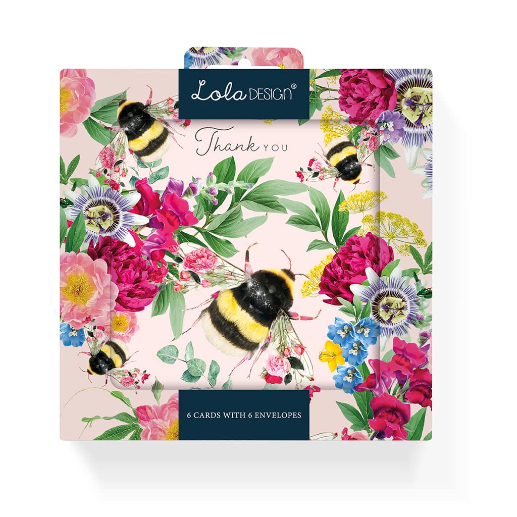 Thank you card pack, Pack of 6 Bee Thank You Cards, Made in the UK
