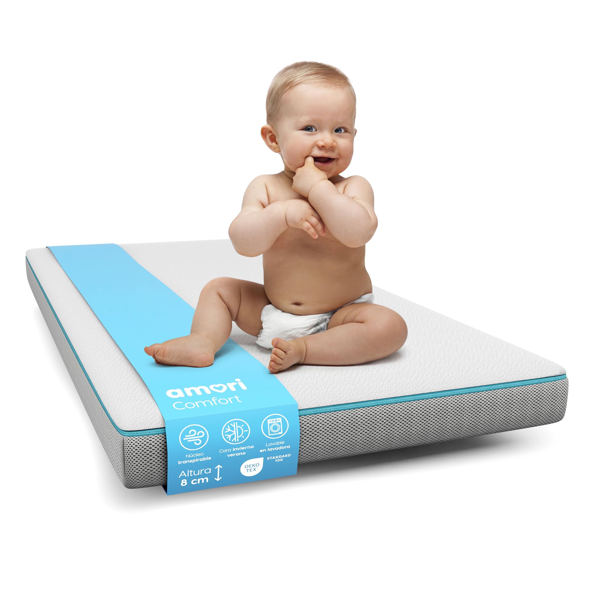 AMORI Kindermatratze 70x140 – Atmungsaktive Memory Foam Matratze Für Baby Bett - 12 cm Dicke – Babymatratze Oeko-TEX - Erstickungsschutz Matratze Babybett - Hypoallergen Comfort Plus