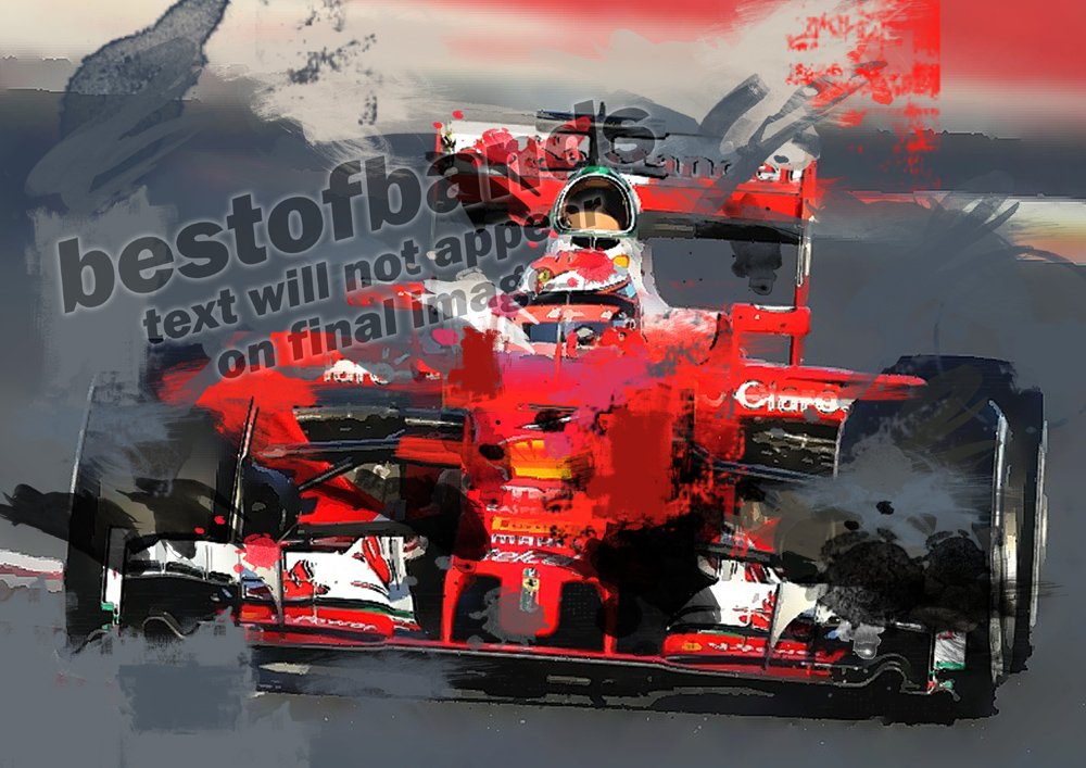 Wolf47wolf Sports Artwork 1/20 ART A4 (290mm x 210mm) 2016/17 Kimi Raikkonen Ferrari Racing F1 Racing Signed Formula 1 PICTURE Print Photo C290
