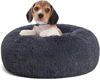 HMTOPE Orthopädisches Hundebett rund Hundekissen Hundesofa Katzenbett Donut Kuscheliges Hundekorb Waschbar, 60 cm Ø, Dunkelgrau product image