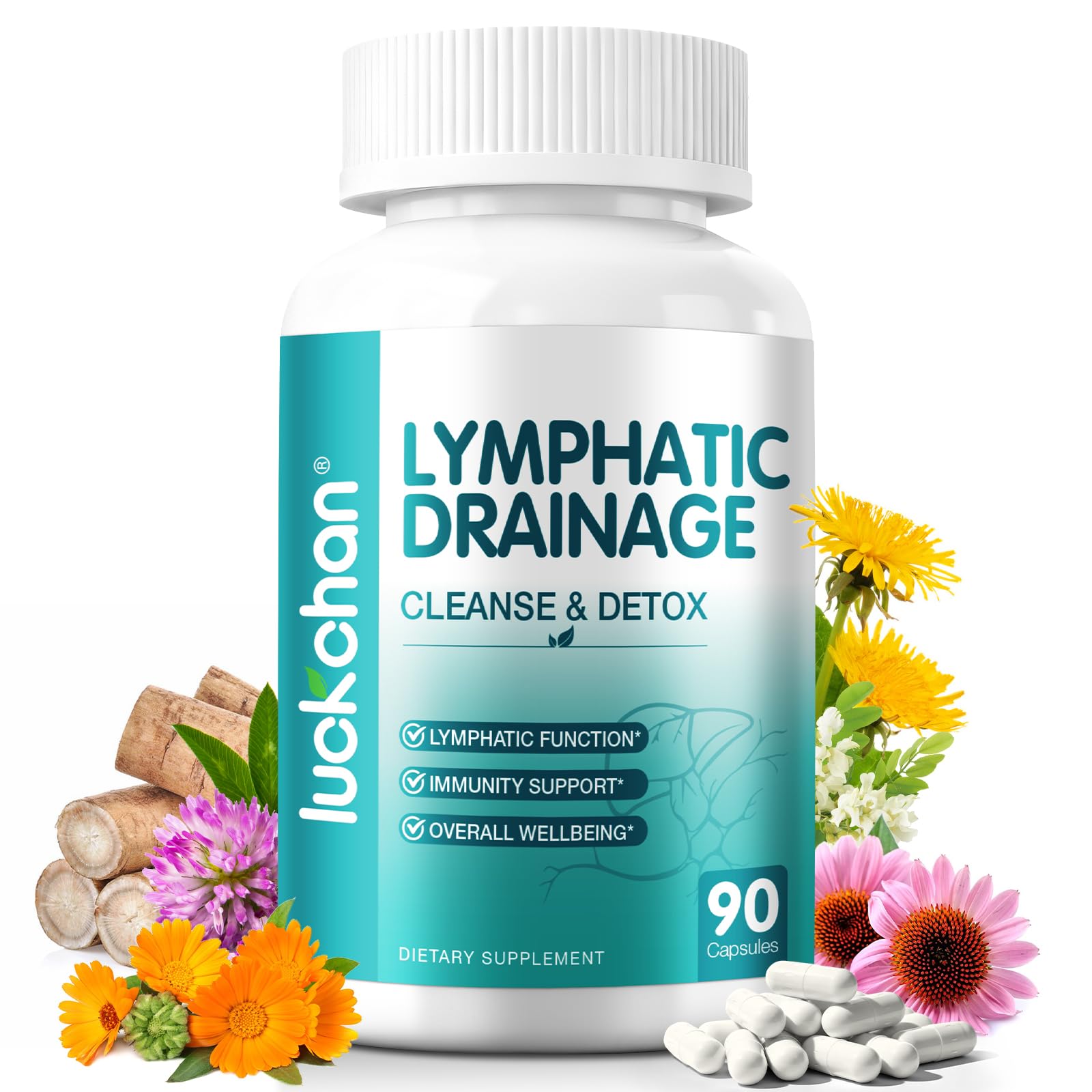 Lymphatic Drainage Supplements - 90 Capsules Lymphatic System Support