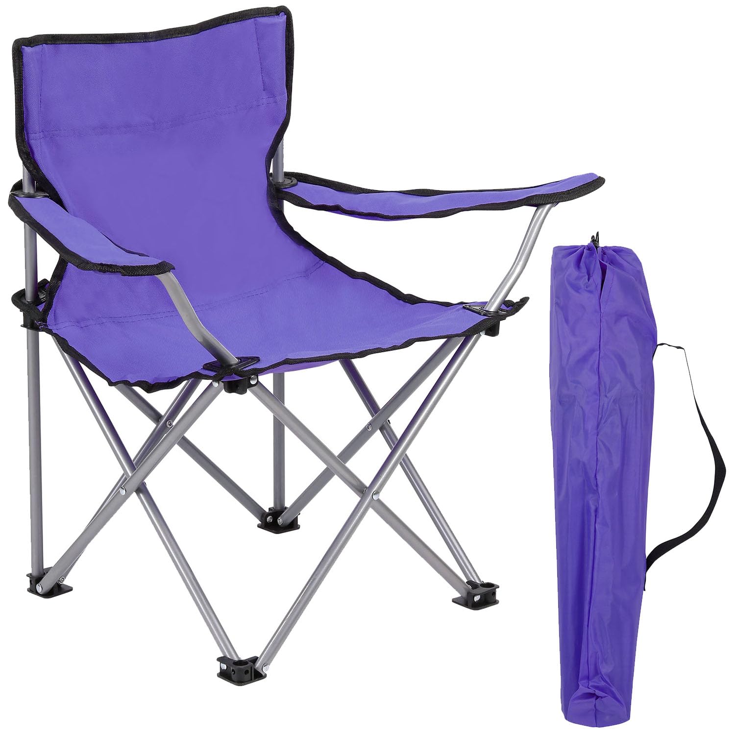 Livhome Kids Camping Chair Lightweight Folding Garden Beach Seat with Carry Bag | Heavy Duty Steel Frame Arm Chair | Portable Chair for Outdoor & Camping | For Ages 2 to 6 Years Old (Purple)