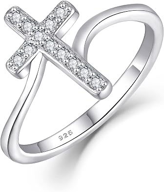 STARCHENIE 925 Sterling Silver Cross Ring for Women Size 5-10