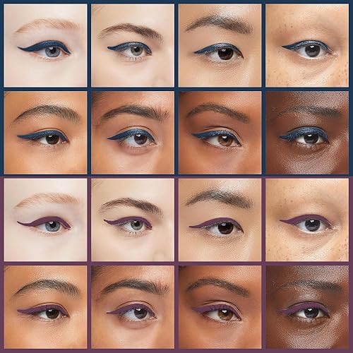 Miniatura 4 de Kaely Juego de 2 lápices delineadores de ojos de gel azul oscuro y morado, impermeable, plantilla de ojo de gato, maquillaje gótico de Halloween,