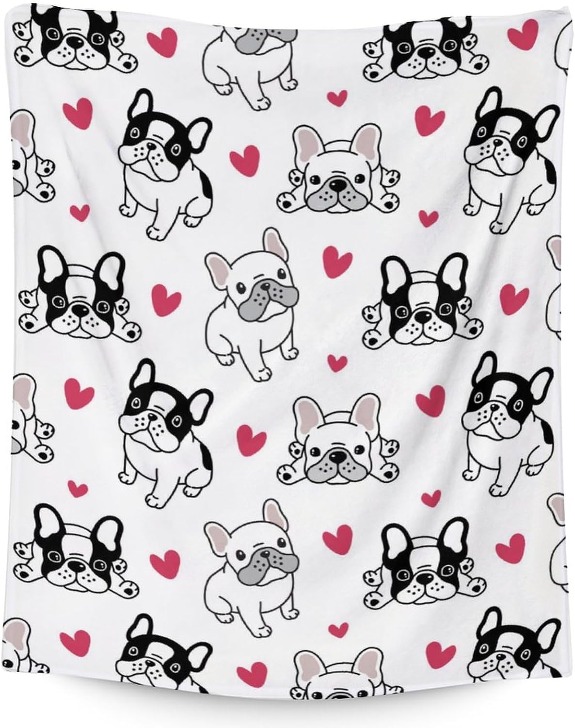 French Bulldog Blanket for Kids - 60x80 Inches Twin Size - Soft Fuzzy Plush Throws Gifts - White Cute Dog Throw Blanket for Bed, Couch & Living Room