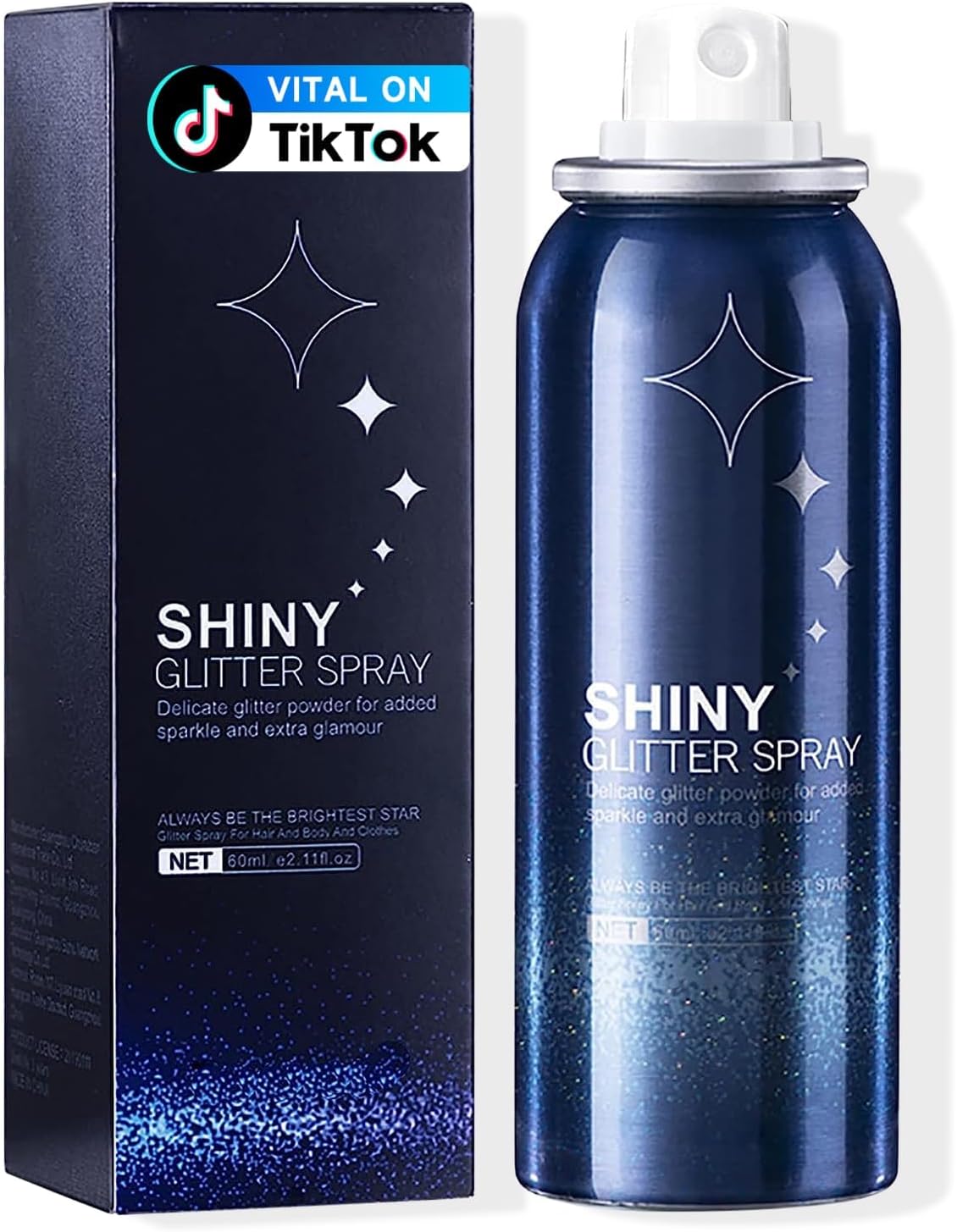 HANYWIL Body Glitter, Glitter Spray for Hair and Body, Spray, Hairspray Clothes, Long-Lasting Shimmer Suitable Stage, Festival Rave Makeup Prom 2.11 Fl Oz