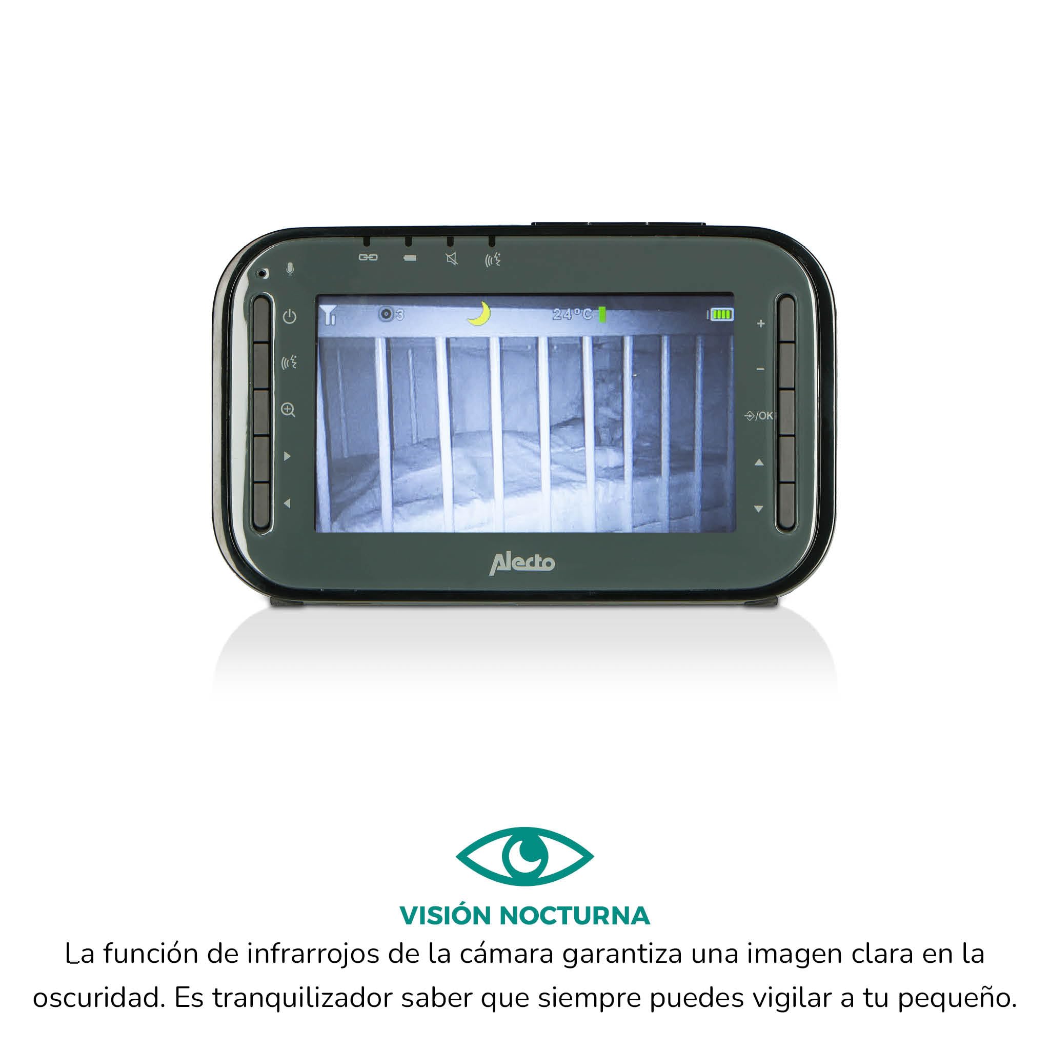 Alecto DVM200MBK Vigilabebés inalámbrico con cámara controlable - Vigilabebés 100% libre de interferencias - Monitor de bebé para interiores con visión nocturna y alto alcance de hasta 300 metros - 11