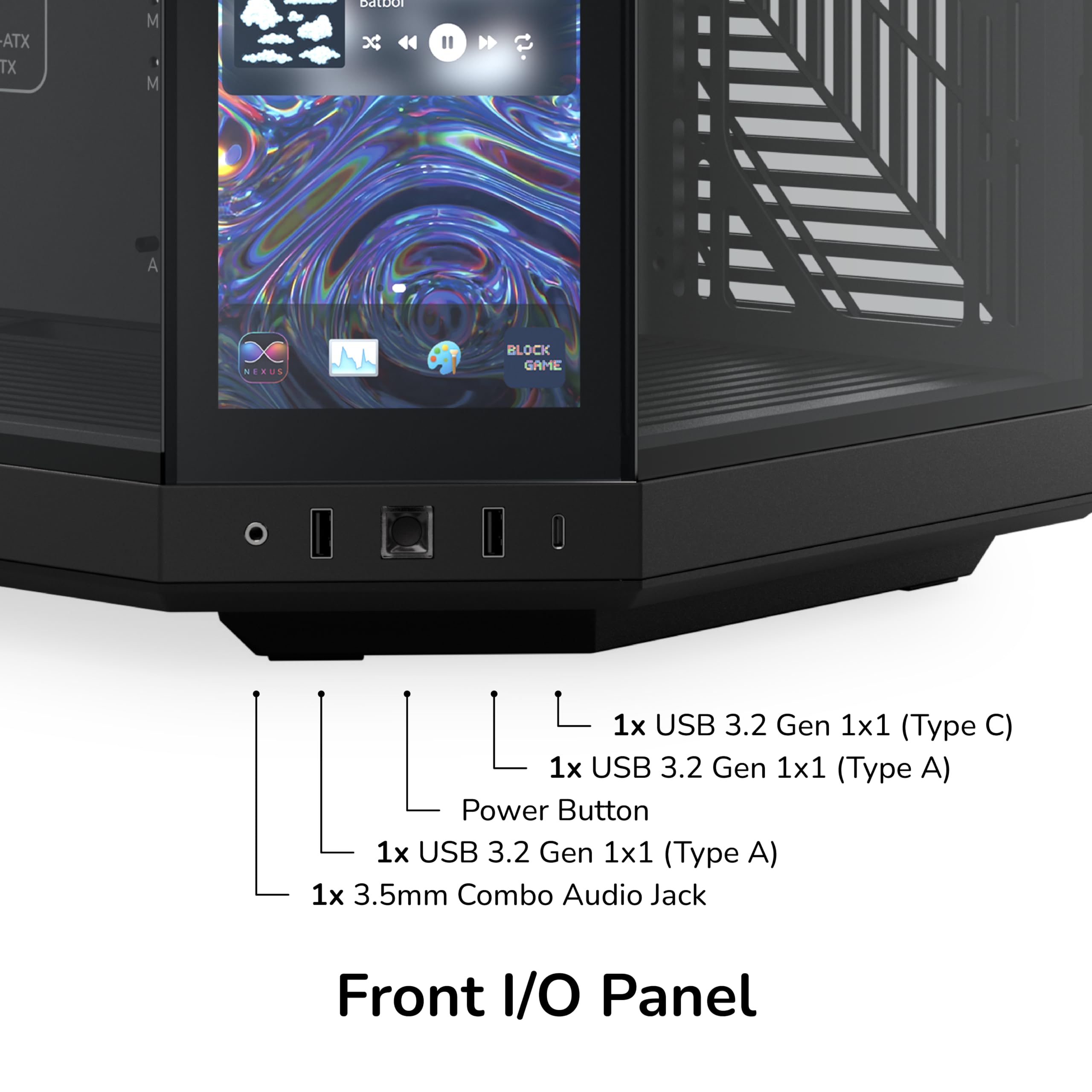 HYTE Y70 Touch Infinite Dual Chamber ATX Mid Tower nowoczesne estetyczne etui ze zintegrowanym ekranem dotykowym LCD 2,5K - czarne