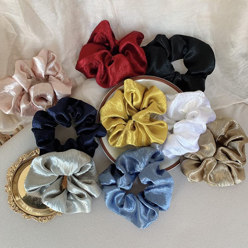 Kobiety jedwabne Scrunchie jednokolorowe elastyczne gumki do włosów satynowe gumki do włosów dziewczyny gumki do włosów kucyk Holder pałąk akcesoria do włosów-12 (4)