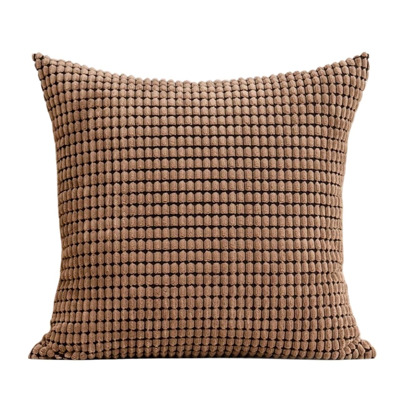 BFLCWSTD Cushion Covers Soft Corduroy Corn Kernel Cushion Cover Solid Color Pillow Suitable For Bedroom Sofa Chair Car Home Decoration(Brown,600mm*600mm)